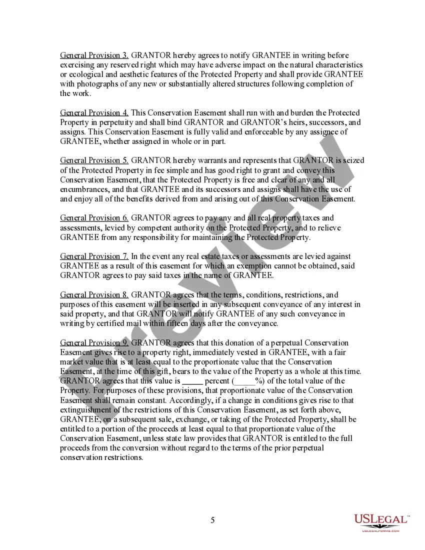 Preview Grant of Conservation Easement for Preservation of Habitat