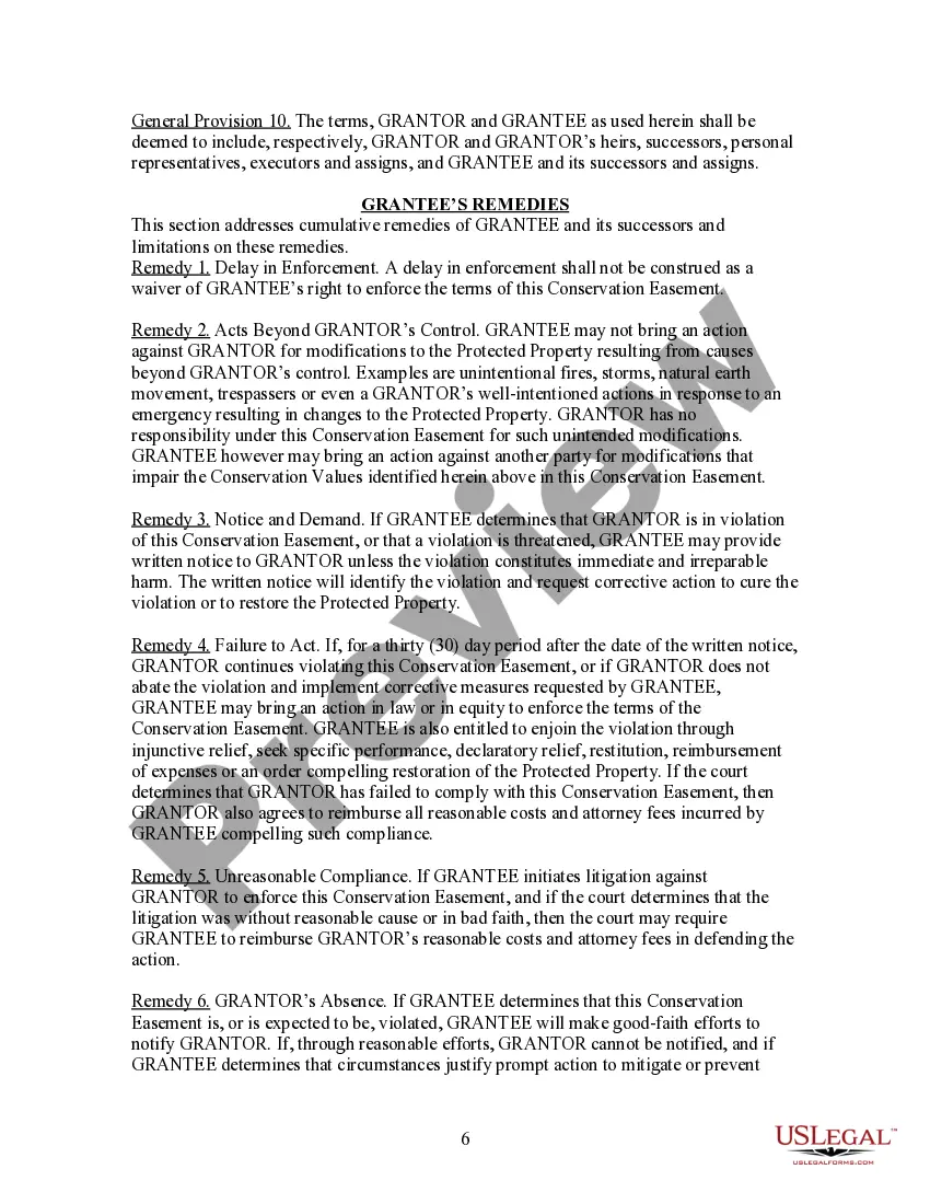 Preview Grant of Conservation Easement for Preservation of Habitat