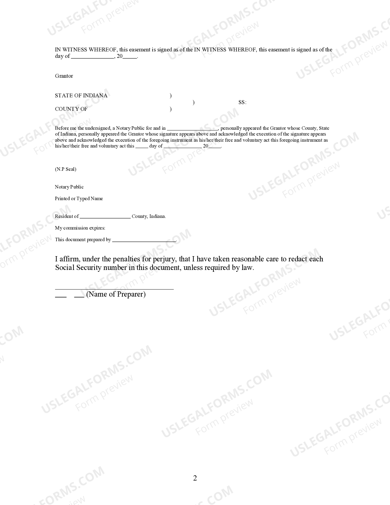 Indiana Easement For Power Line Utility Line Easements In Indiana US Legal Forms