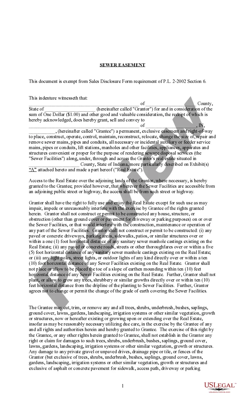 Preview Sewer Easement