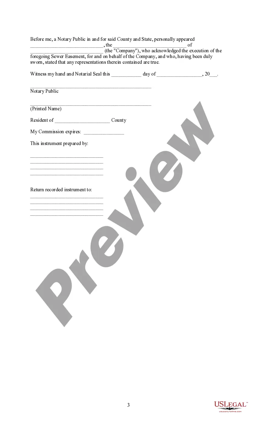 Preview Sewer Easement
