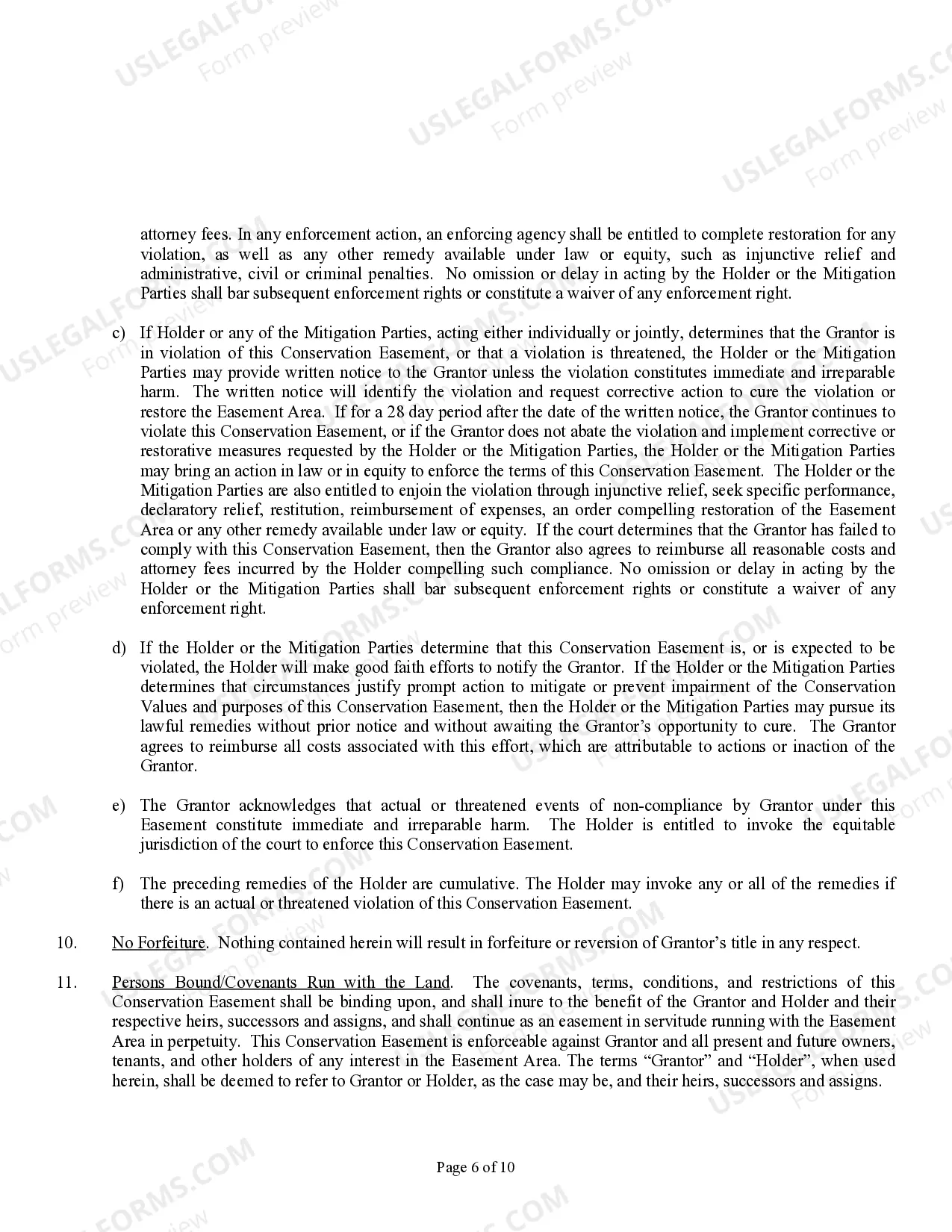 Preview Mitigation and Conservation Easement