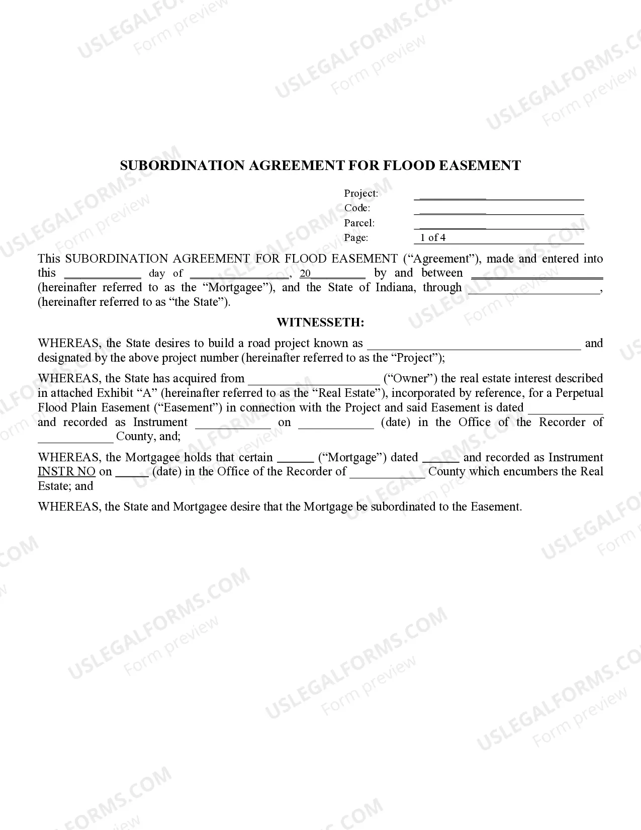 Preview Subordination Agreement for Flood Easement