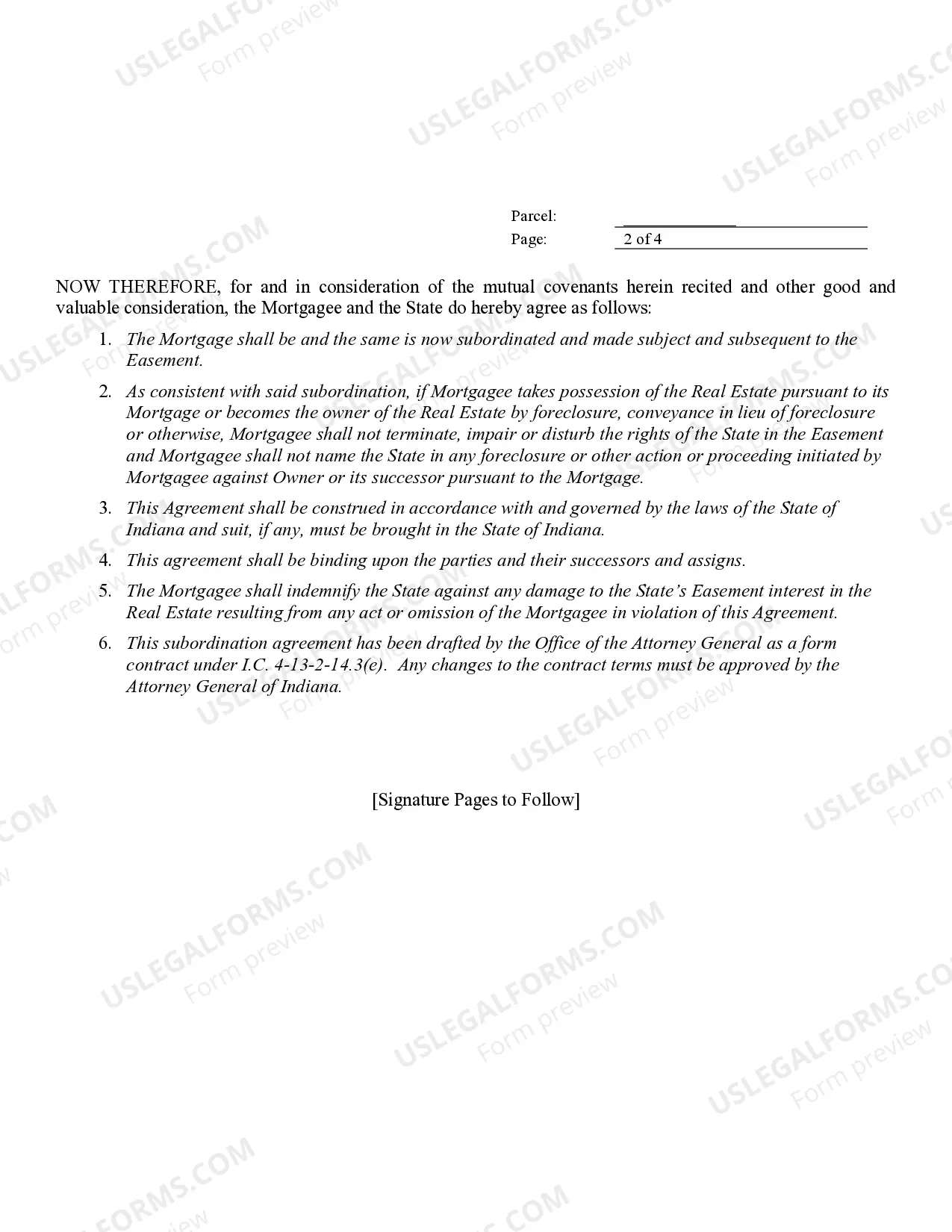 Preview Subordination Agreement for Flood Easement