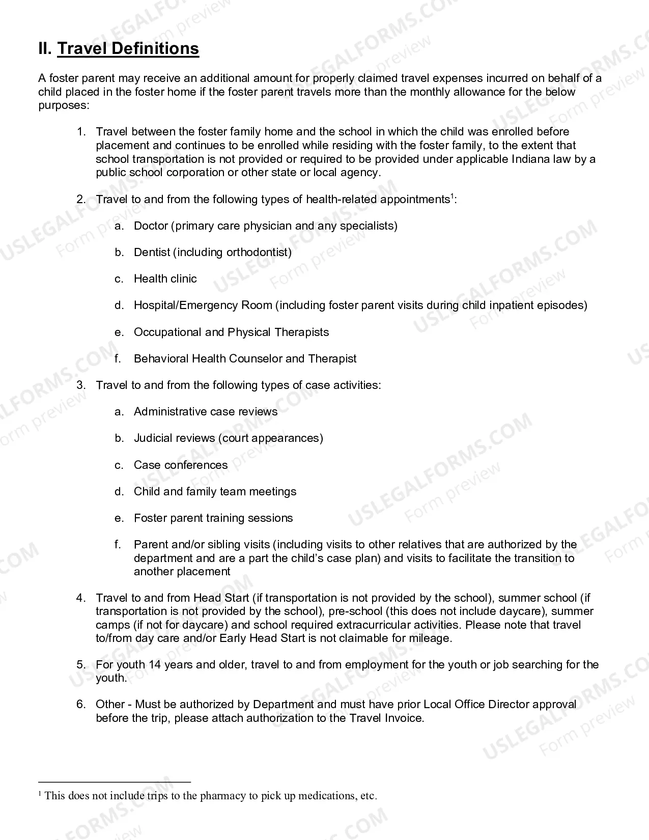 Preview Foster Parent Travel Invoice Instructions