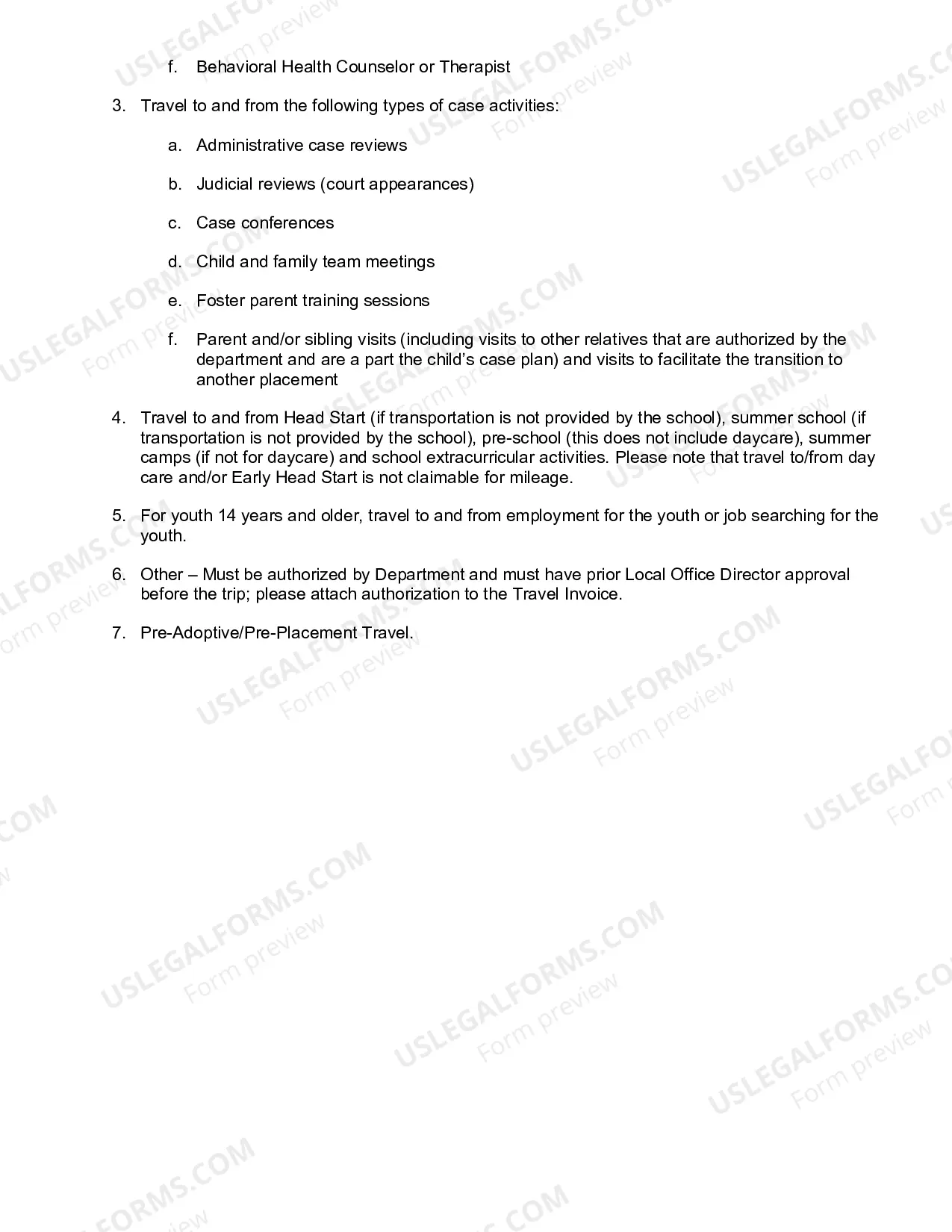 Preview Relative Parent Travel Invoice Instructions