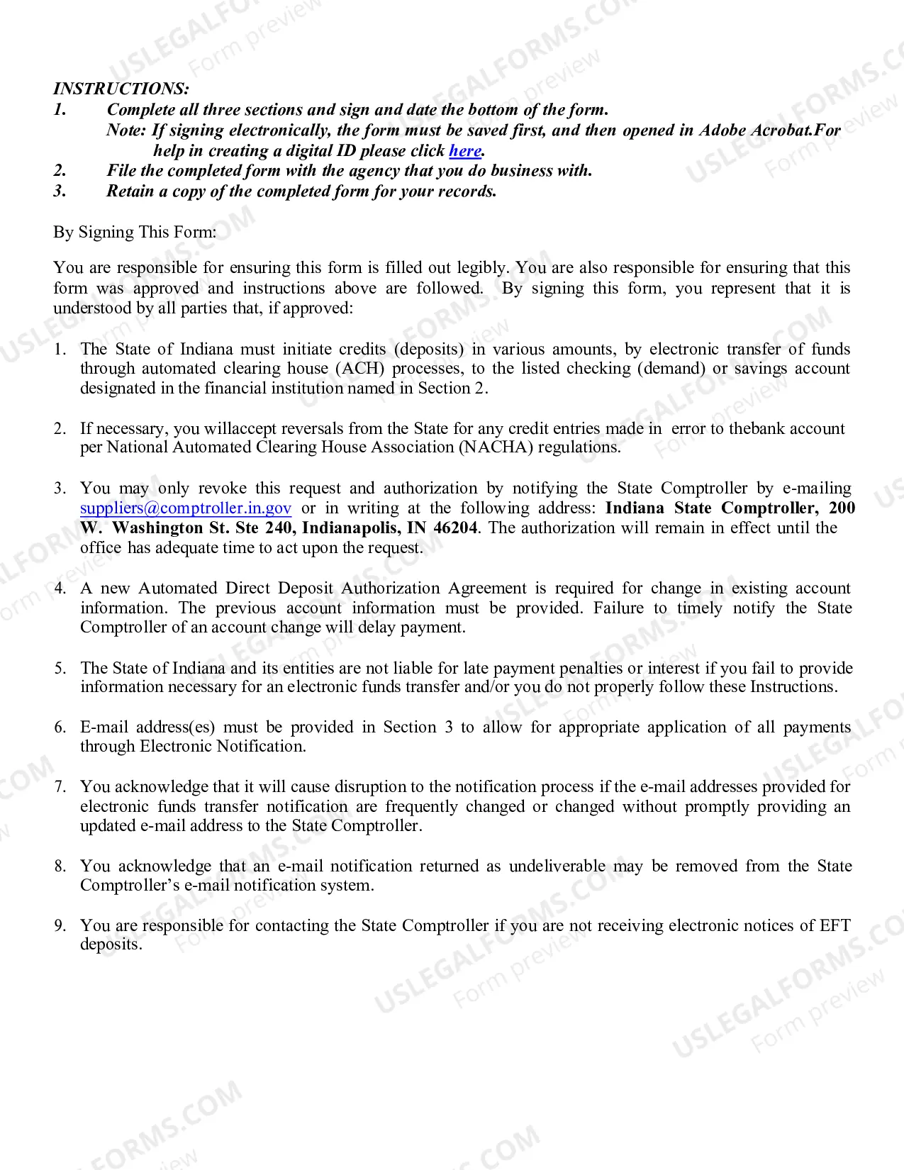 Preview Automated Direct Deposit Authorization Agreement, SF 47551
