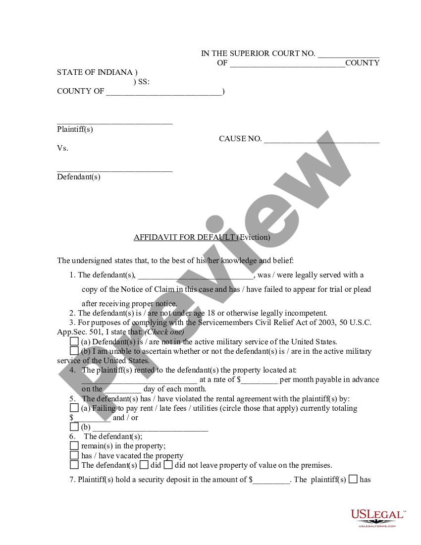 Indiana Eviction Forms | US Legal Forms