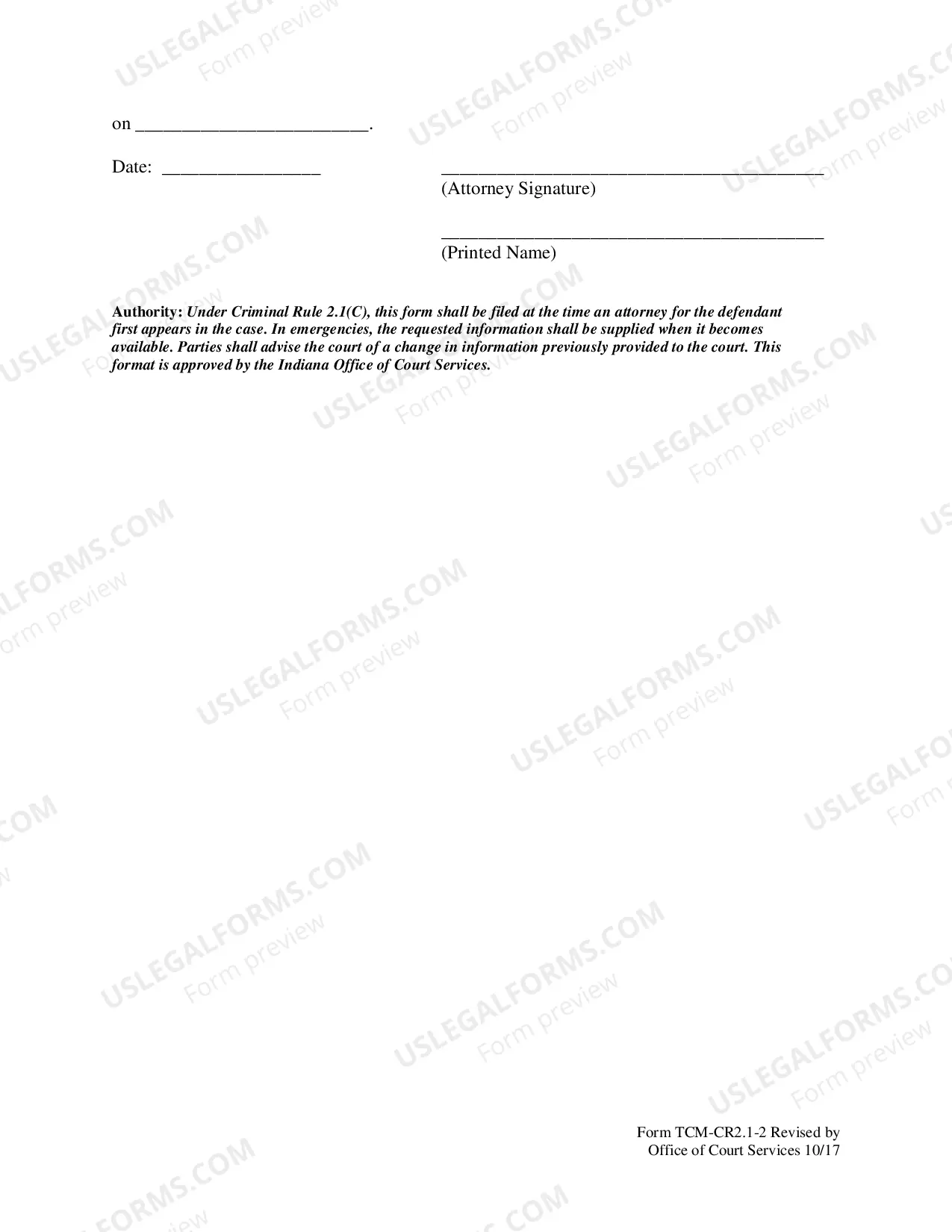 Preview Appearance Form Criminal Defendant