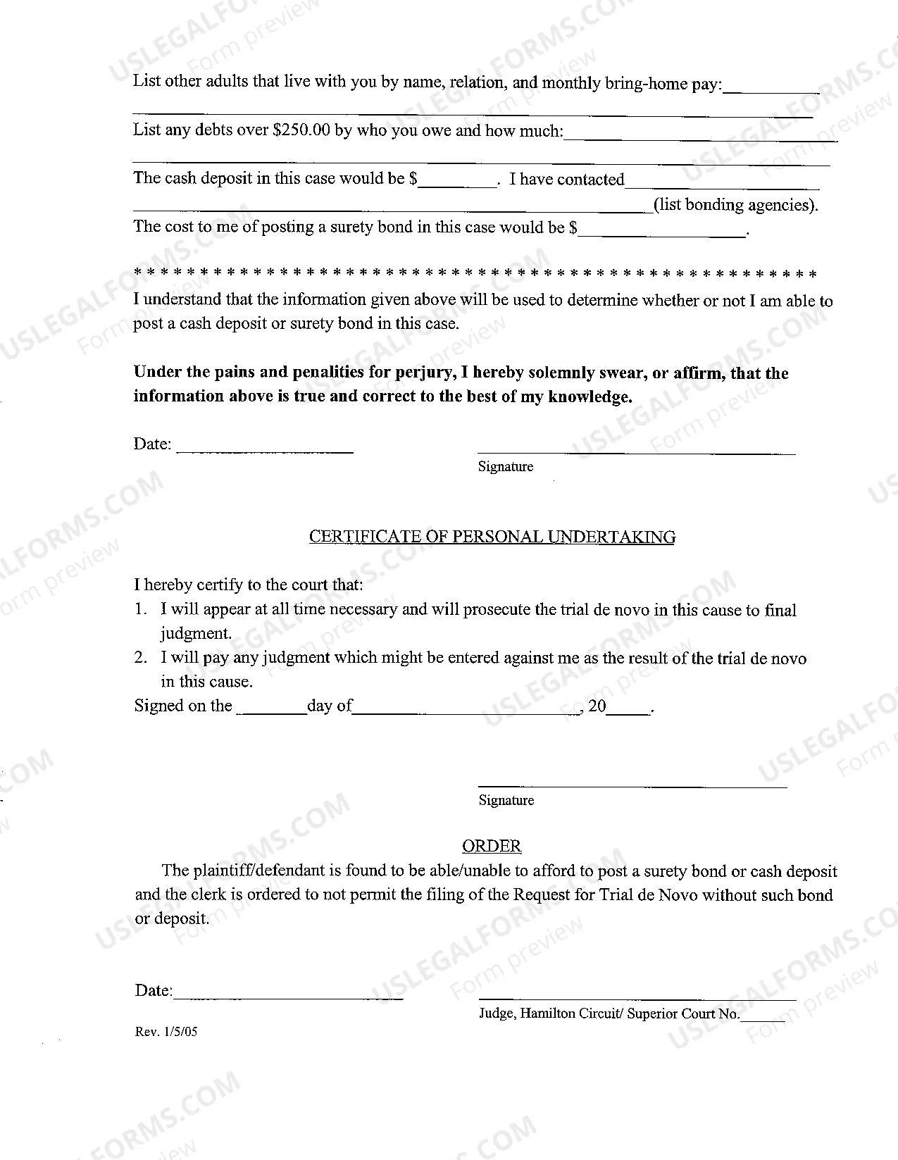 Preview Affidavit of Indigency (LR-29-DN01-602.20, LR29-DN02-603.20) - Form DN 01/02 - 602/03 (PDF)Opens a New Window.