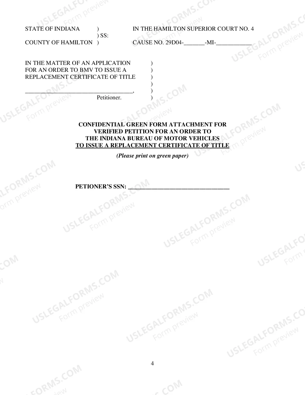 Preview Petition and Order for Replacement Certificate of Title (PDF)Opens a New Window.