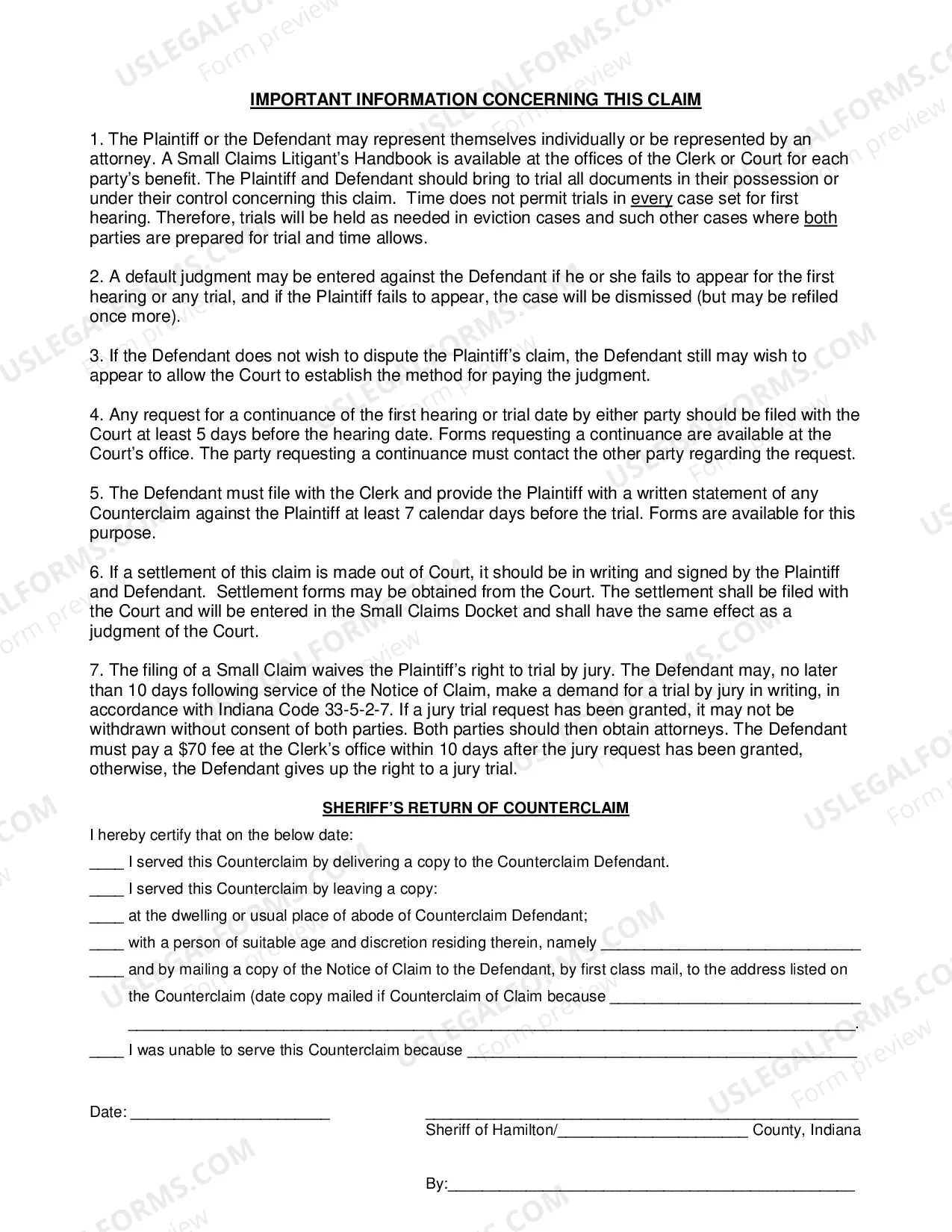 Preview Small Claims Cross Claim (PDF)Opens a New Window.