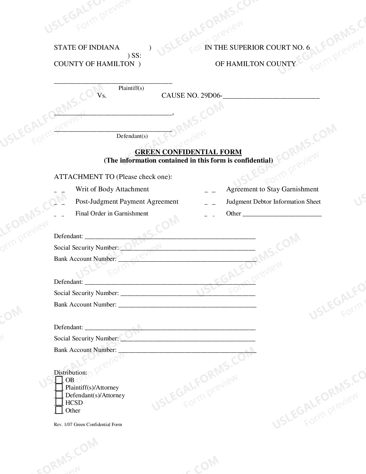 Preview Green Confidential Form