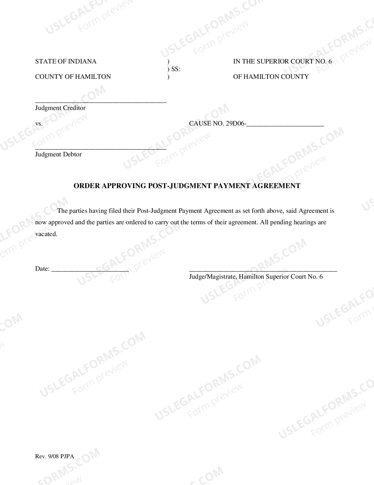Preview Post Judgment Payment Agreement and Order accepting agreement (PDF)Opens a New Window.