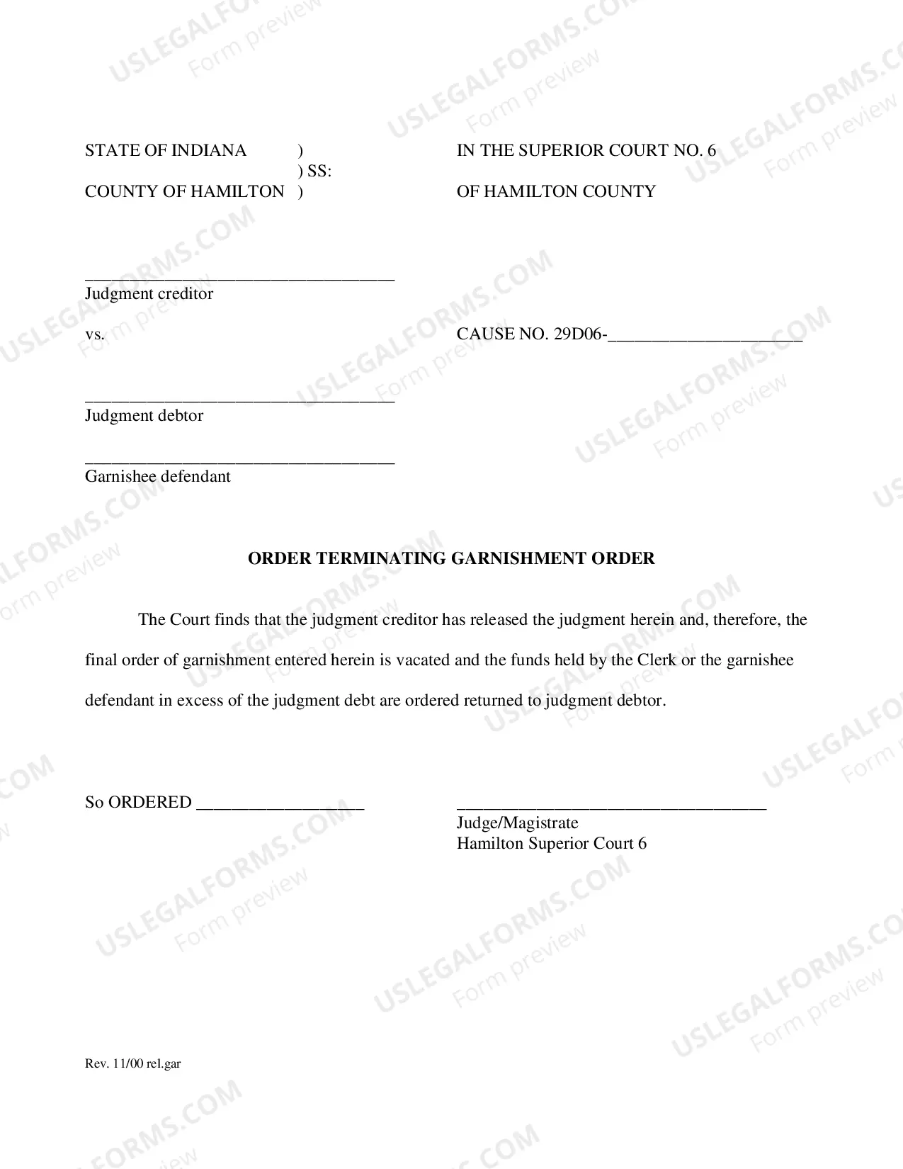 Preview Release of Judgment and Request to Terminate Garnishment and Order (PDF)Opens a New Window.