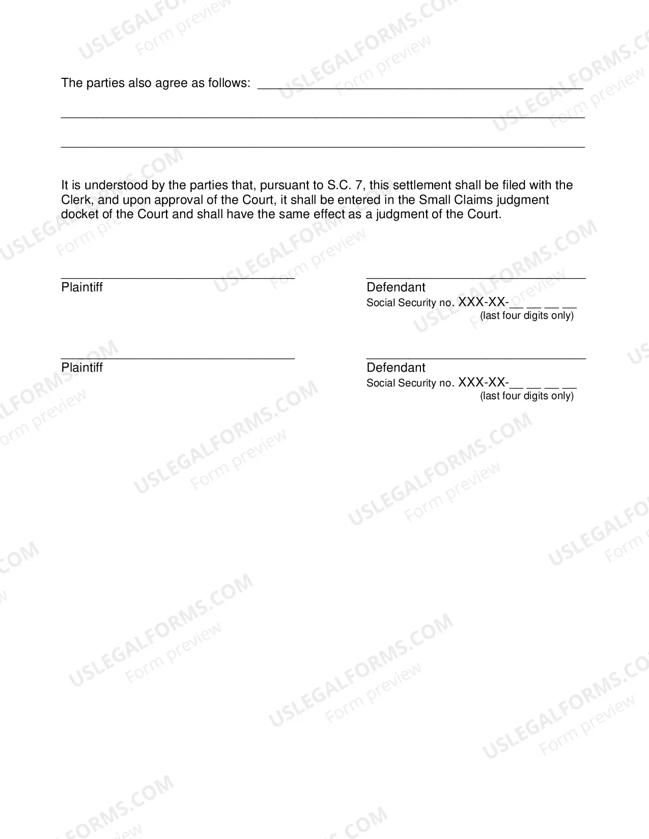 Preview Pre-trial Settlement Agreement form (PDF)Opens a New Window.