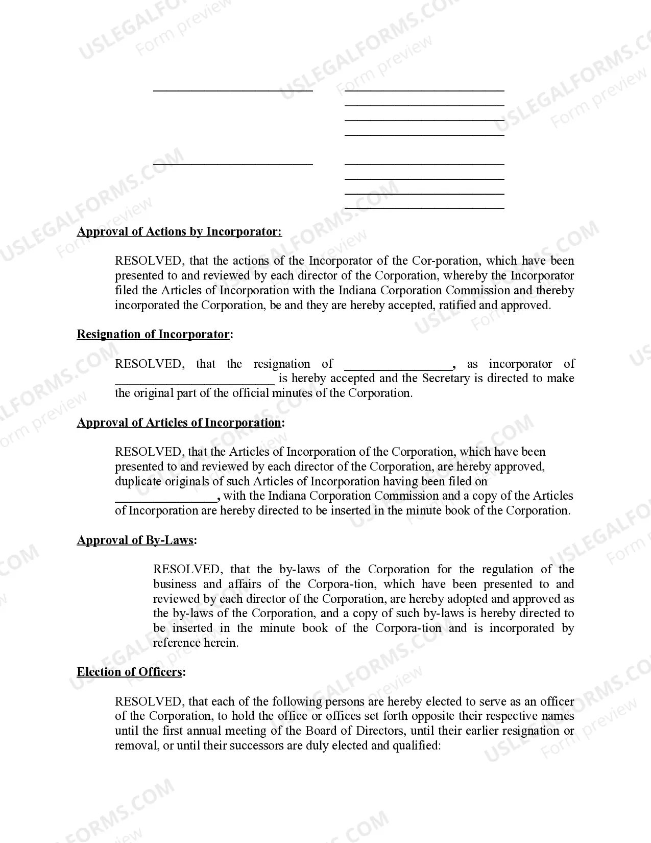 Preview Minutes for Organizational Meeting