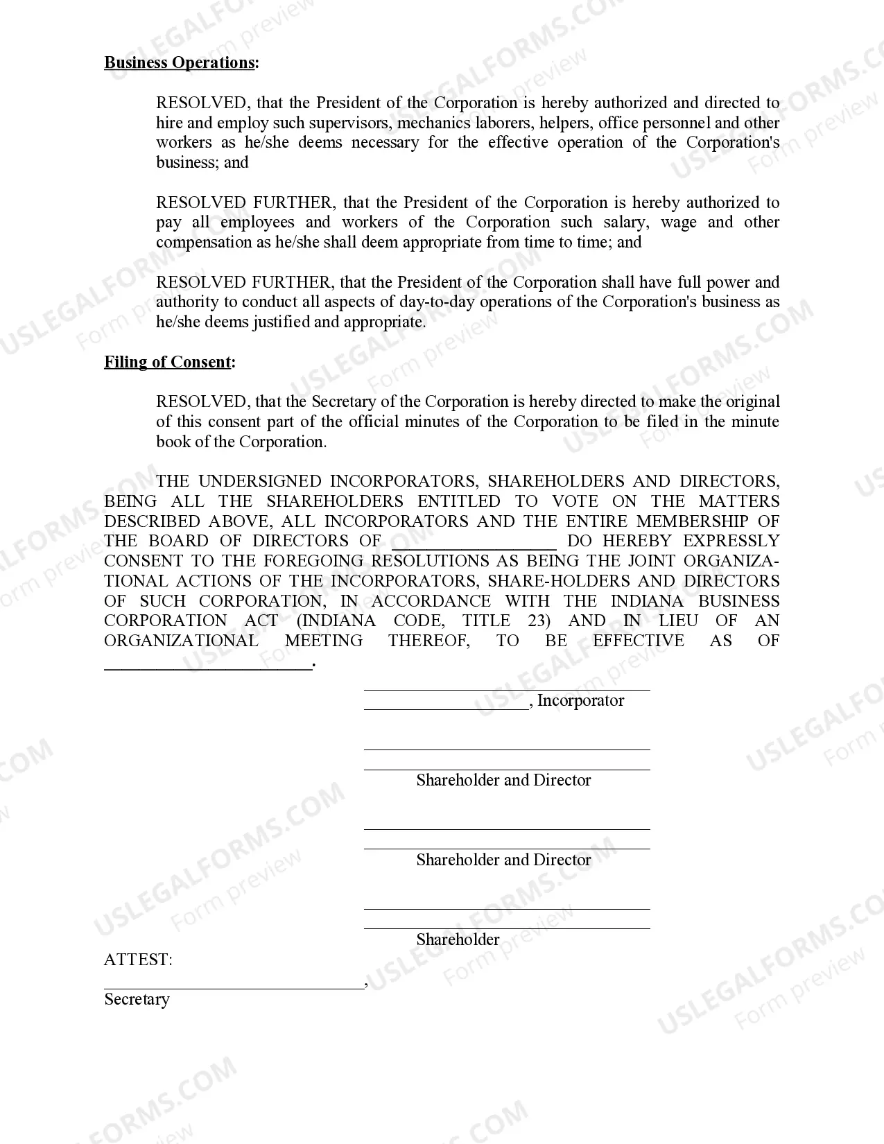 Preview Minutes for Organizational Meeting
