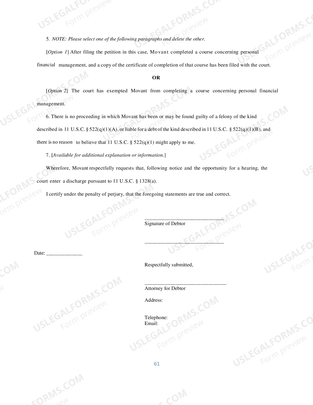 Preview LBF-4004-2 Verified Motion for Entry of Chapter 13 Discharge (Local Rule B-4004-2)