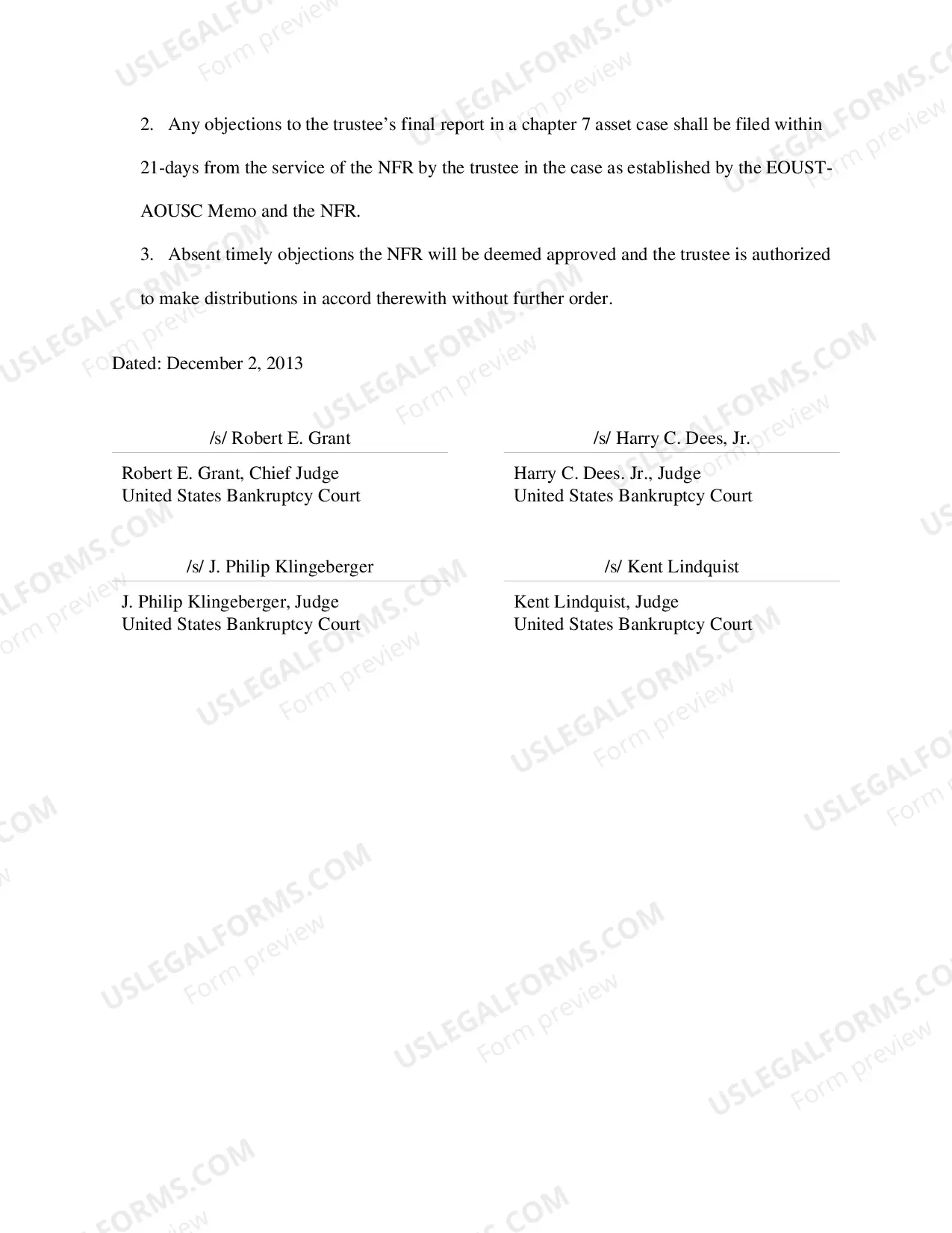 Preview 2013-01: Notice of Trustee's Final Report in Chapter 7 Asset Cases (12/02/2013)