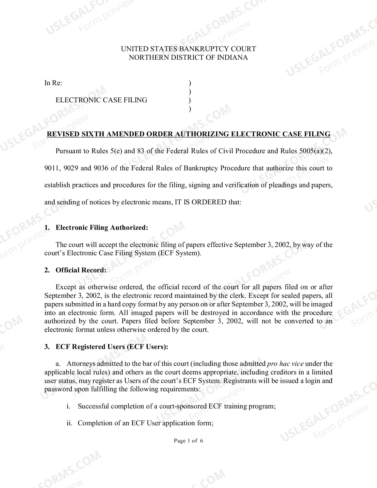 Preview ECF Authorization- Revised 6th Amended Order (6/10/2016)