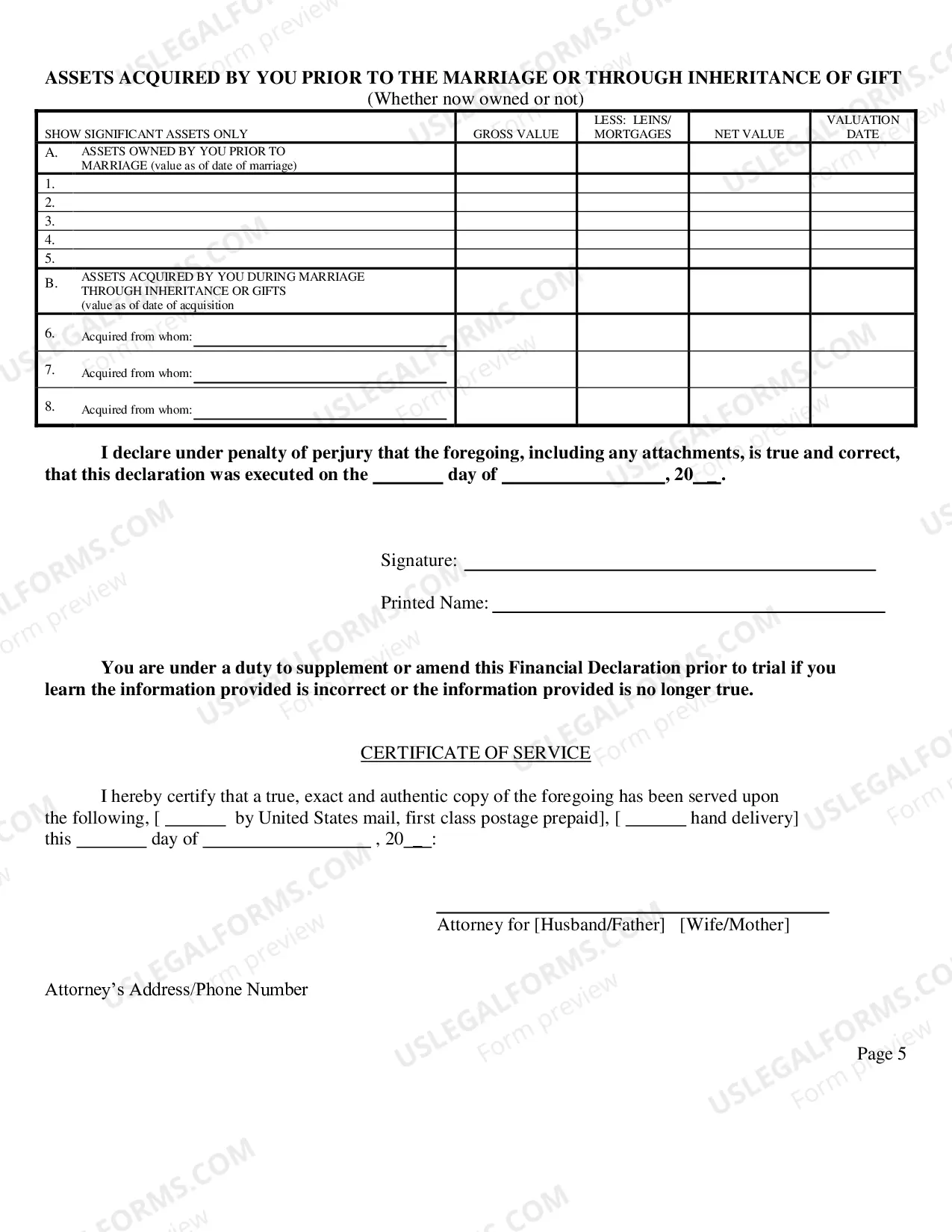 Preview Marion County Financial Declaration Form