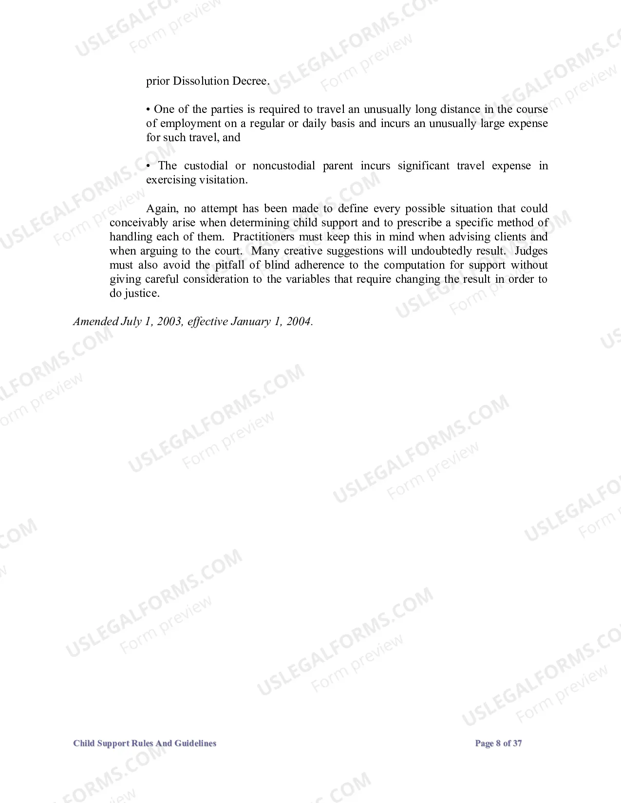 Preview 2004 Child Support Guidelines