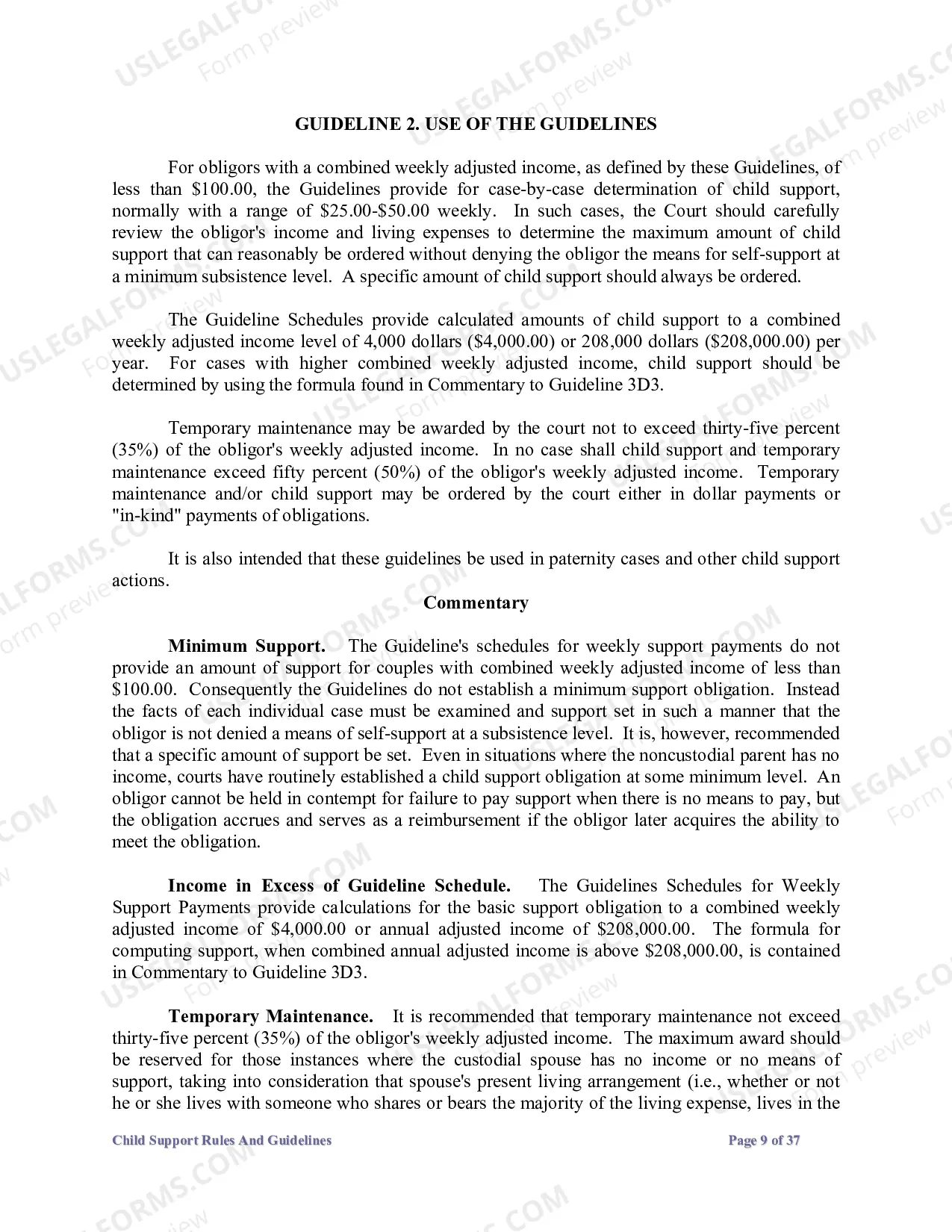 Preview 2004 Child Support Guidelines
