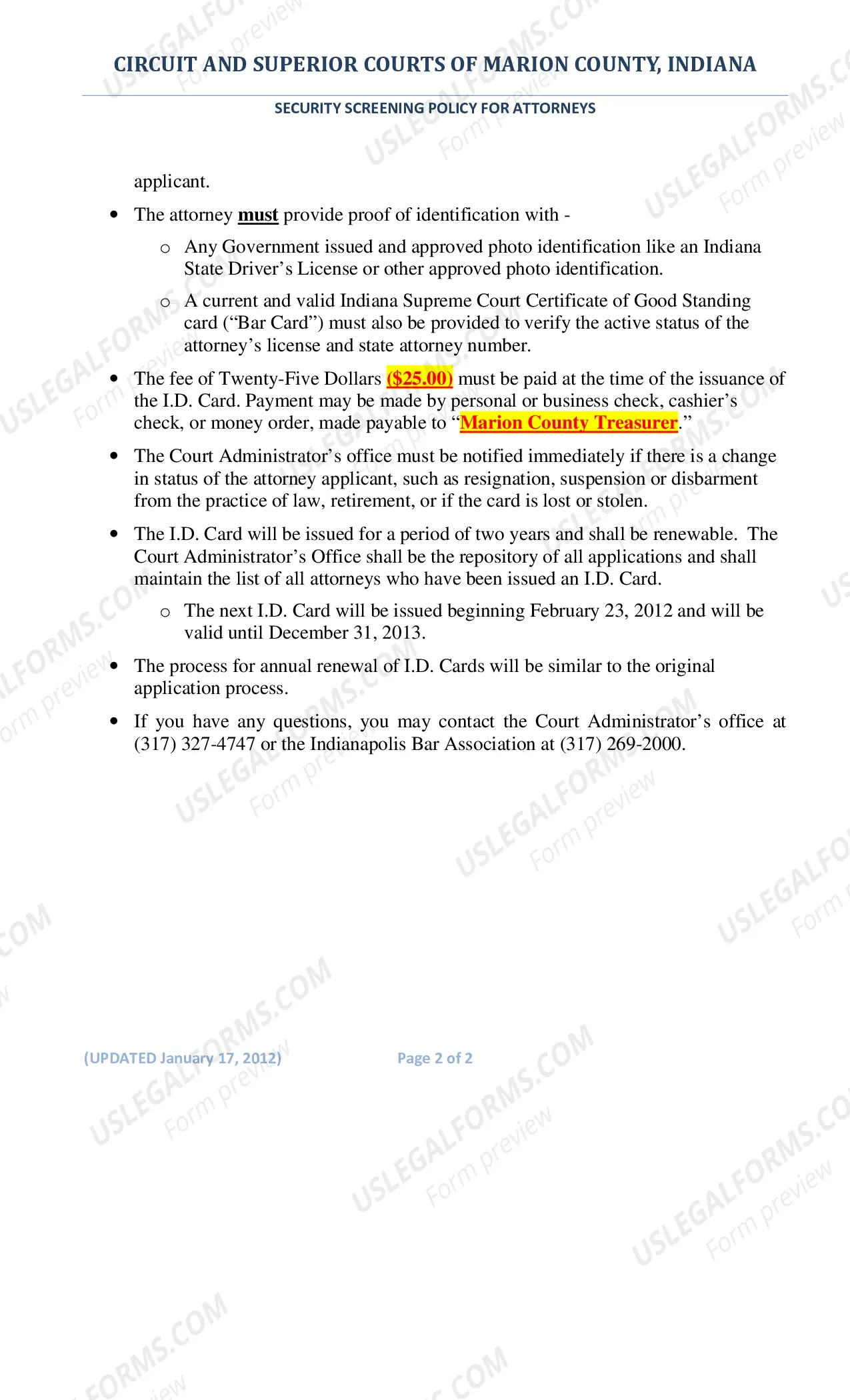 Preview Security Screening policy for Attorneys and Application form(PDF) - Forms are