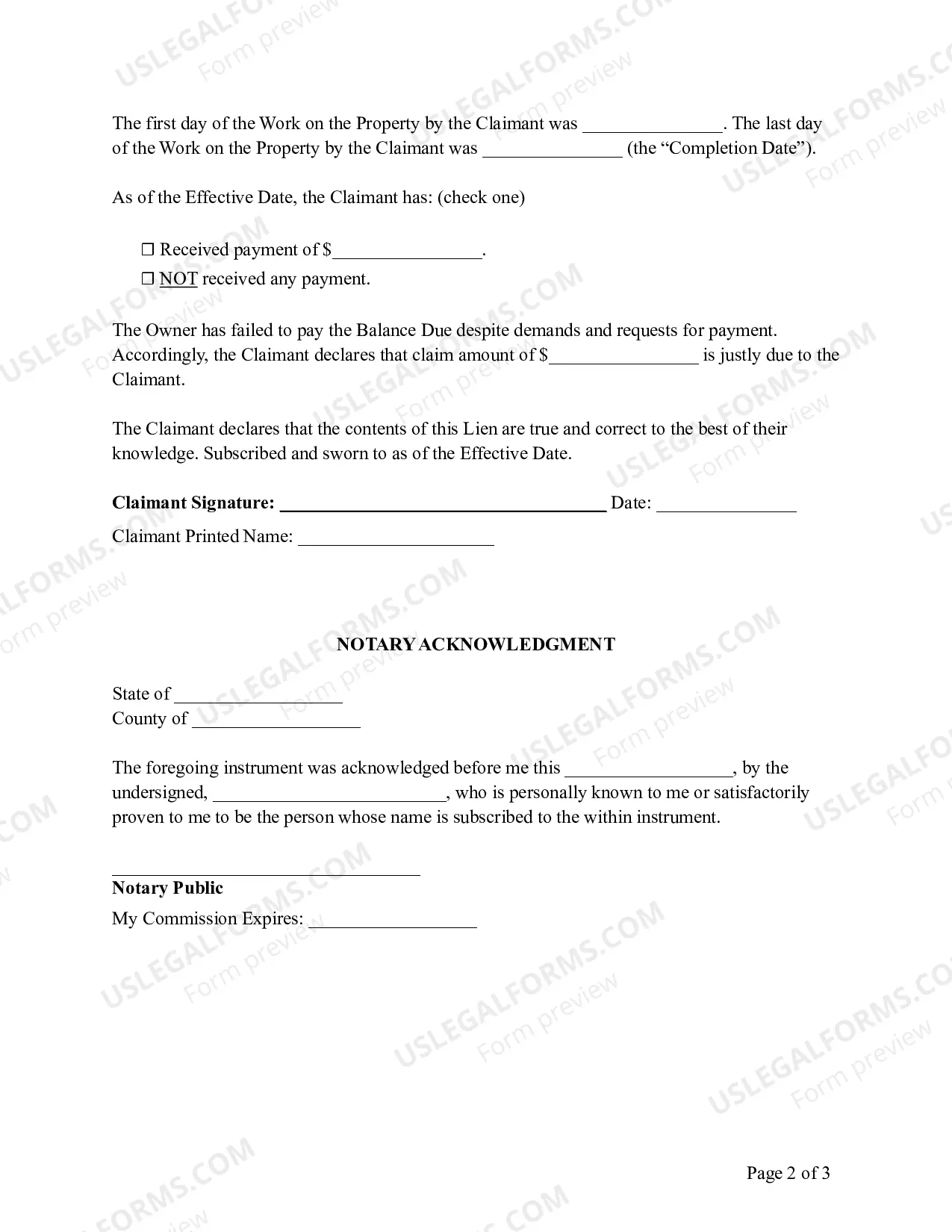 Preview Indiana Mechanic's Lien