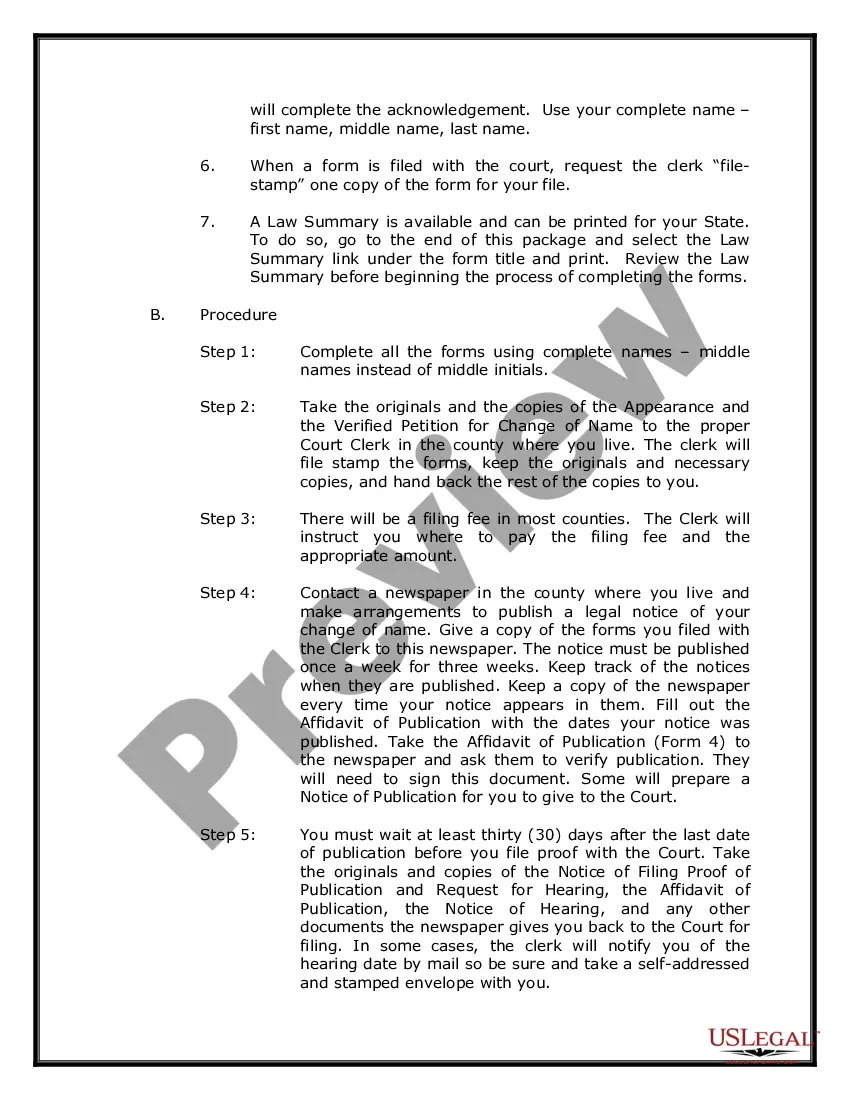 Preview Indiana Name Change Instructions and Forms Package for an Adult