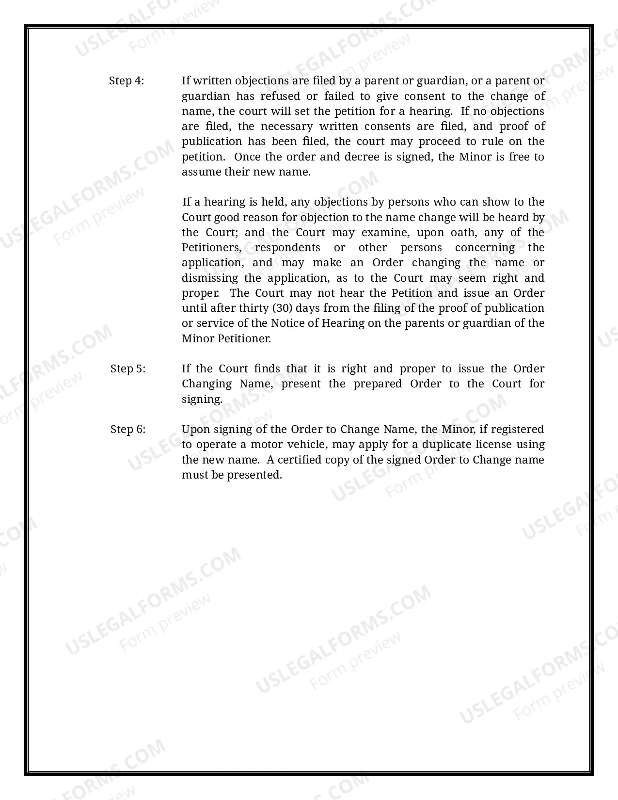 Preview Indiana Name Change Instructions and Forms Package for a Minor