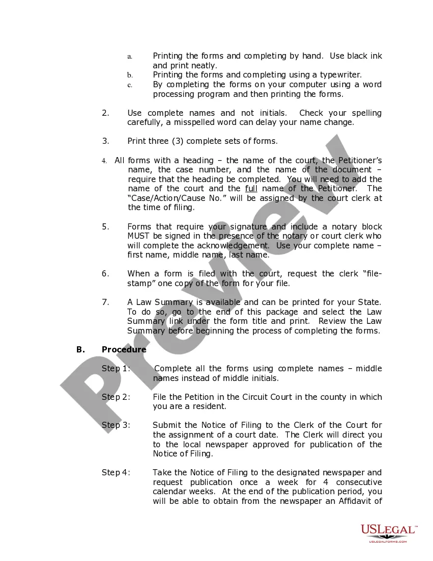 Preview Indiana Name Change Instructions and Forms Package for a Family