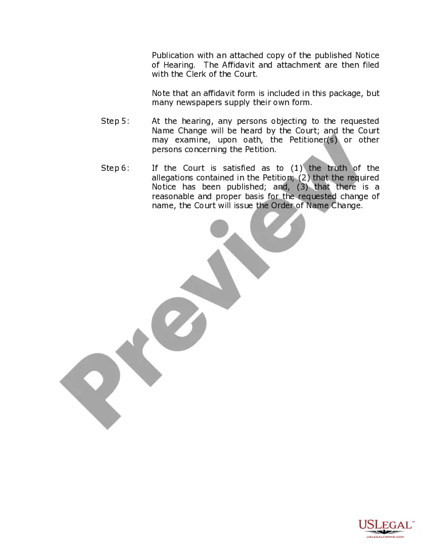 Preview Indiana Name Change Instructions and Forms Package for a Family