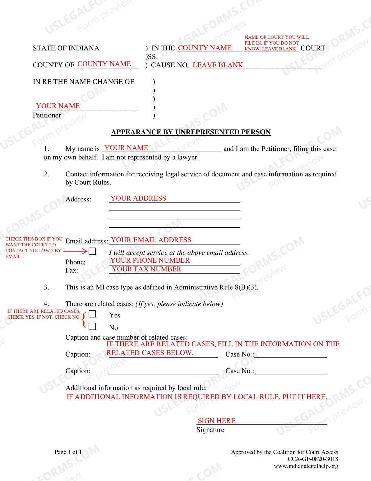 Preview Instructions for Adult Name Change
