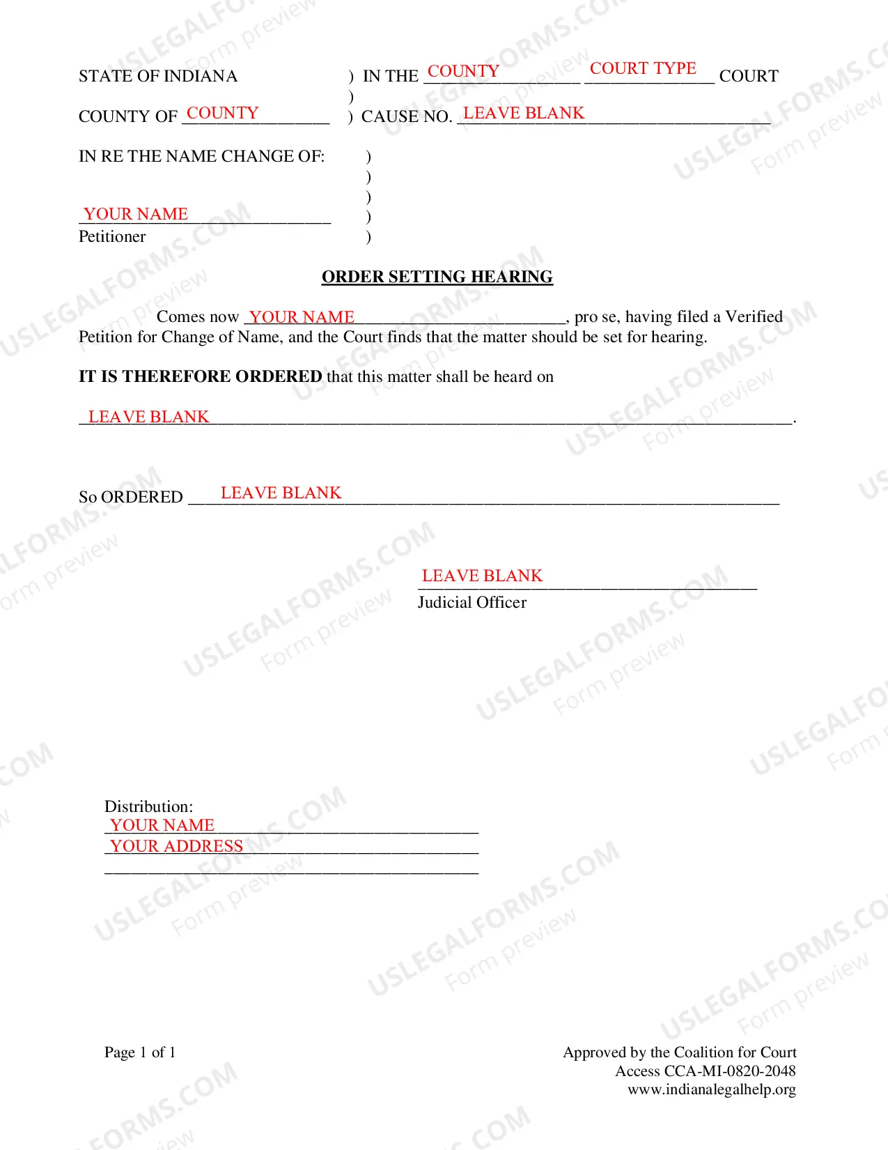 Preview Instructions for Adult Name Change