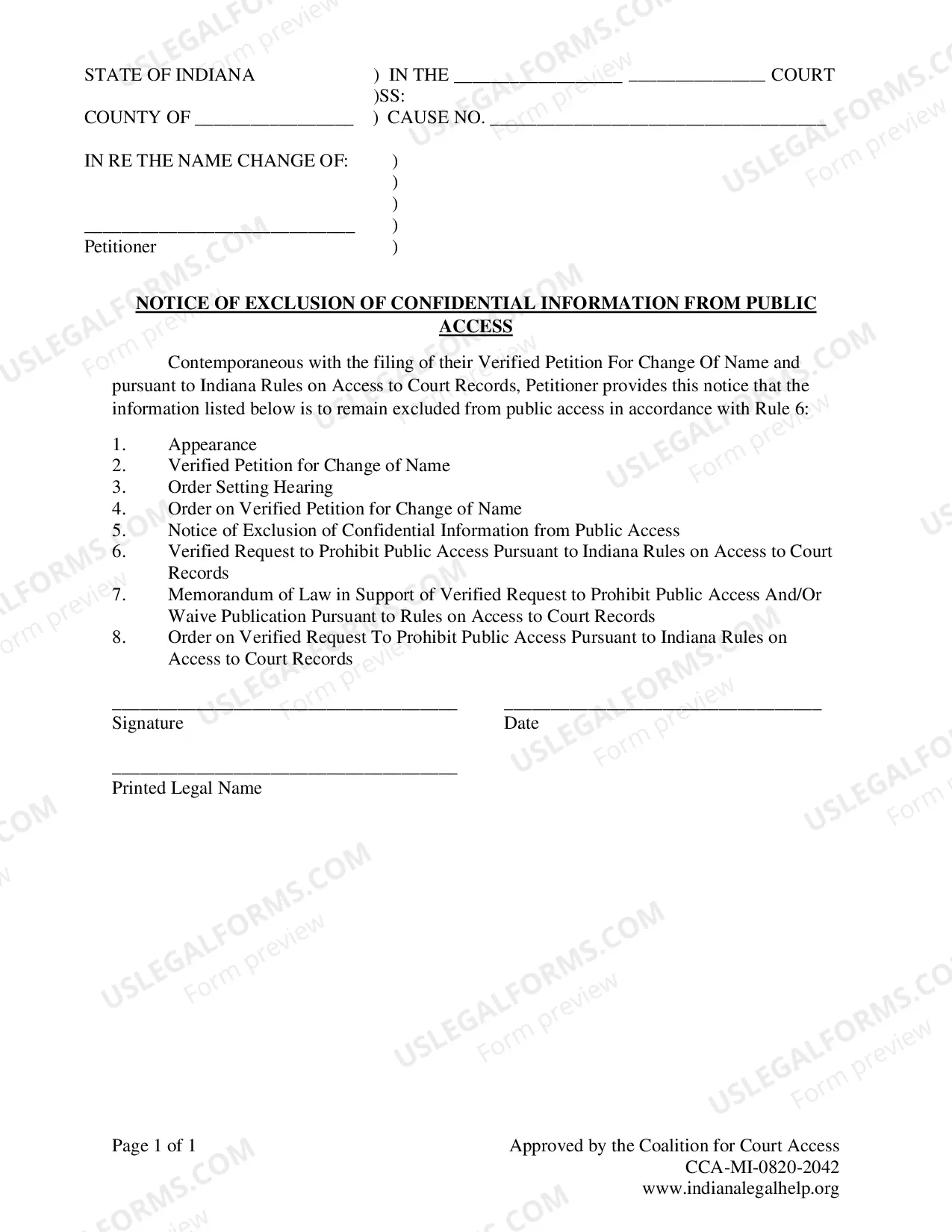 Preview Adult Name Change Packet