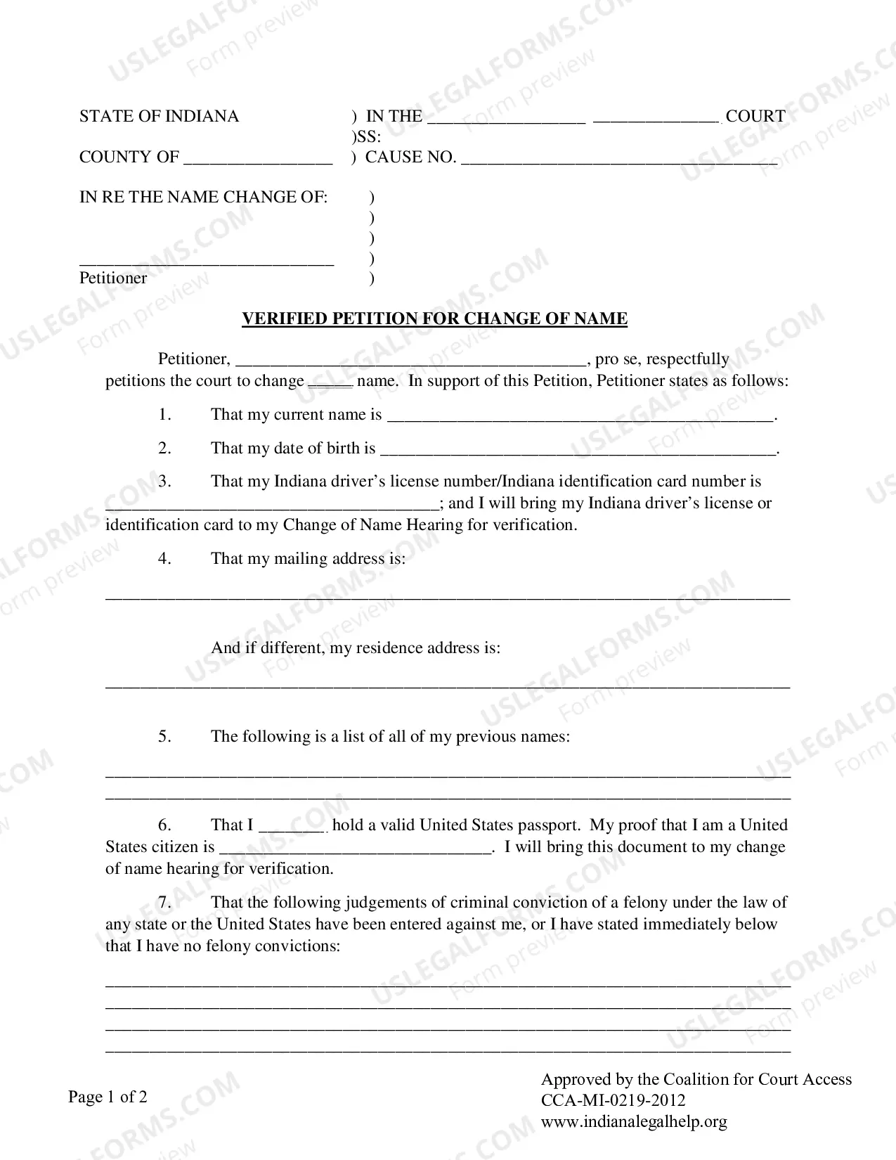 Preview Adult Name Change Packet