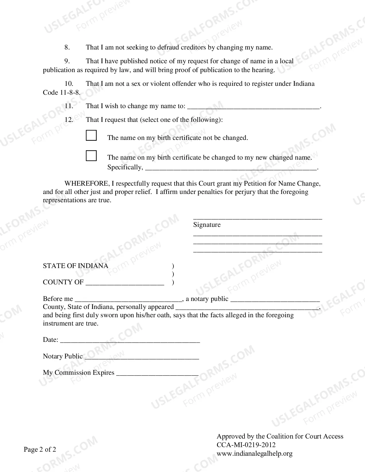 Preview Adult Name Change Packet
