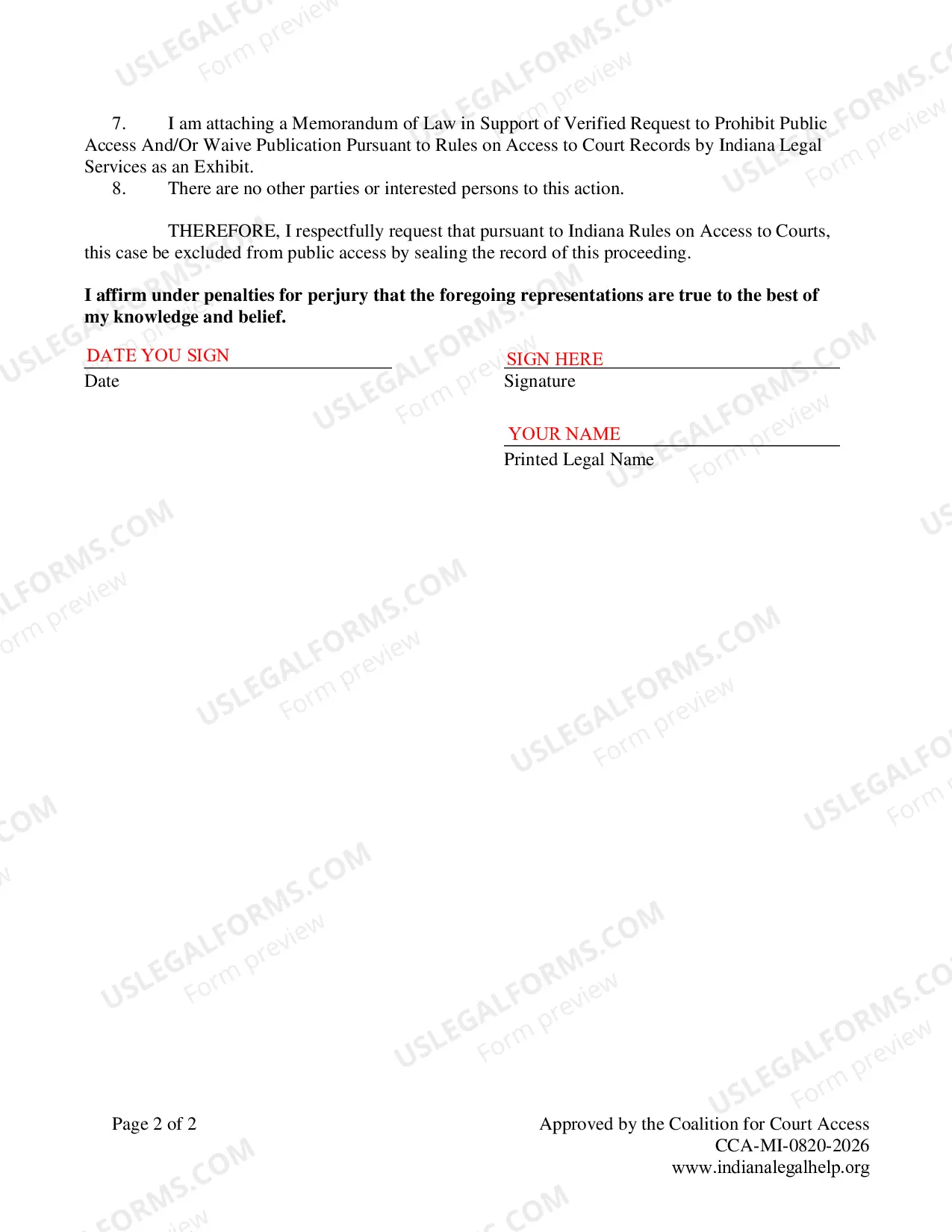 Preview Instructions for Adult Gender Marker Change