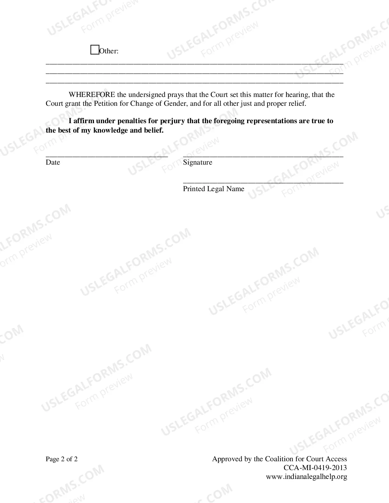 Preview Adult Gender Marker Change Packet