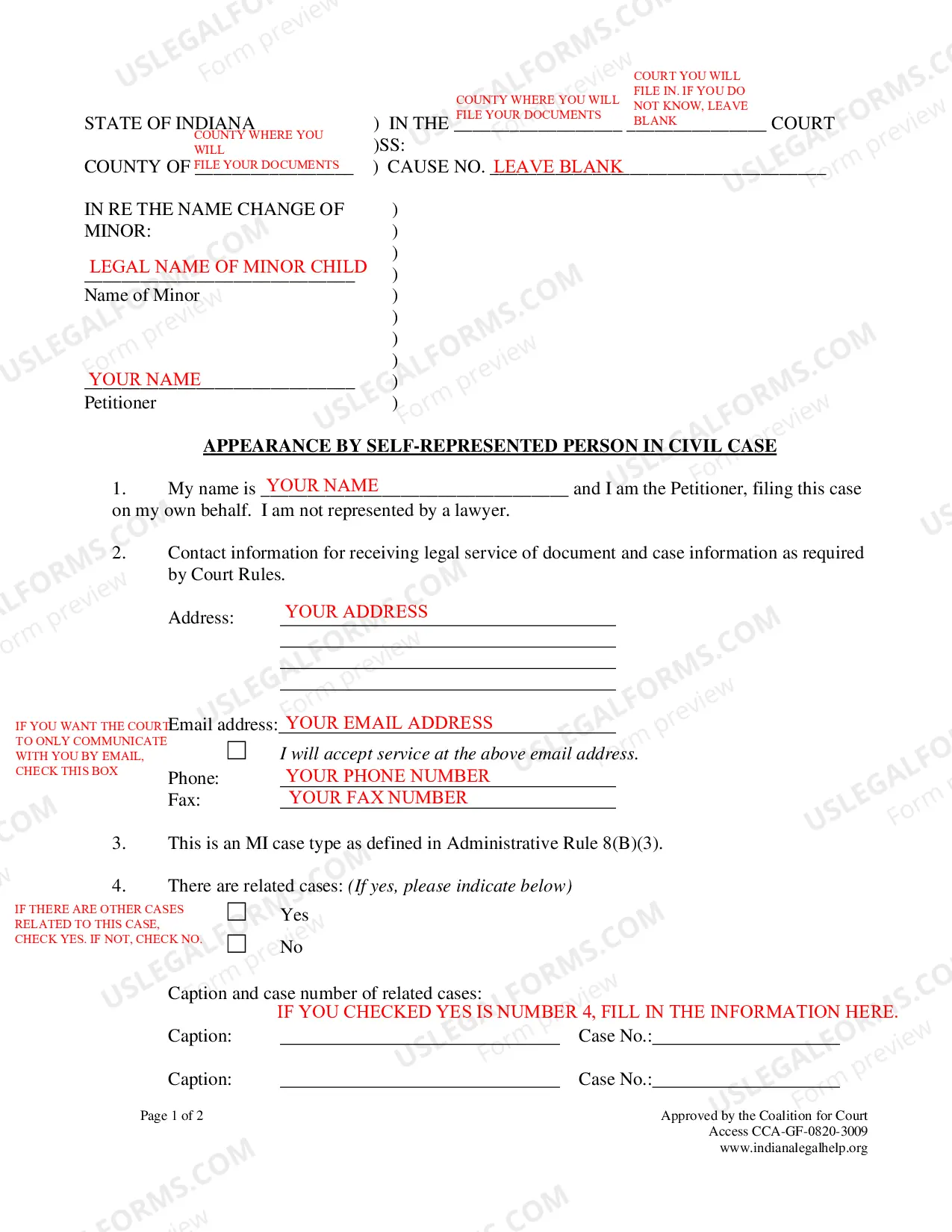 Preview Instructions for Minor Name Change - Parents Agree