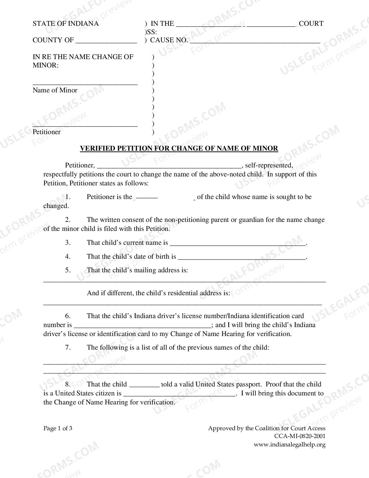 Preview Minor Name Change Packet - Parents Agree