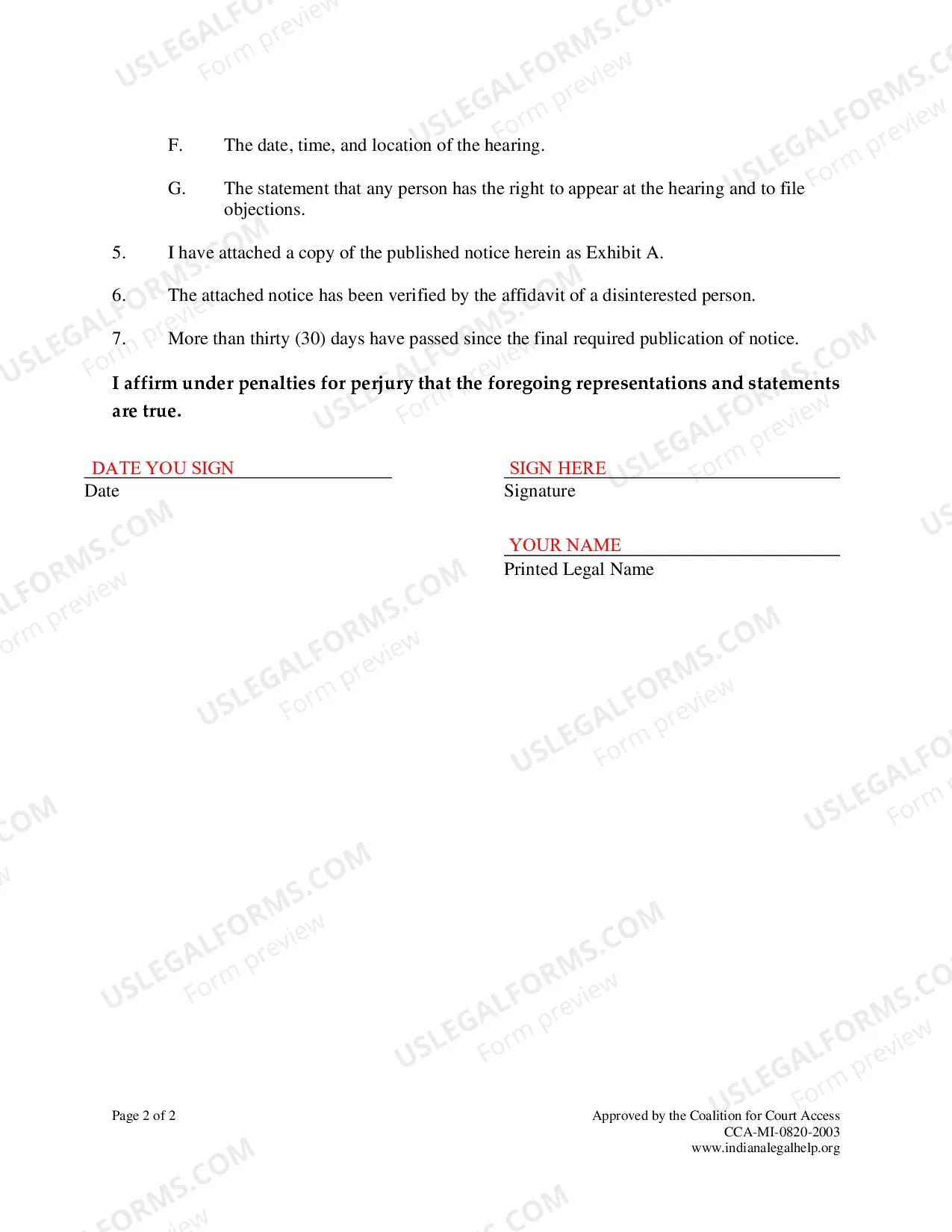 Preview Instructions for Minor Child's Name Change - Parents Disagree