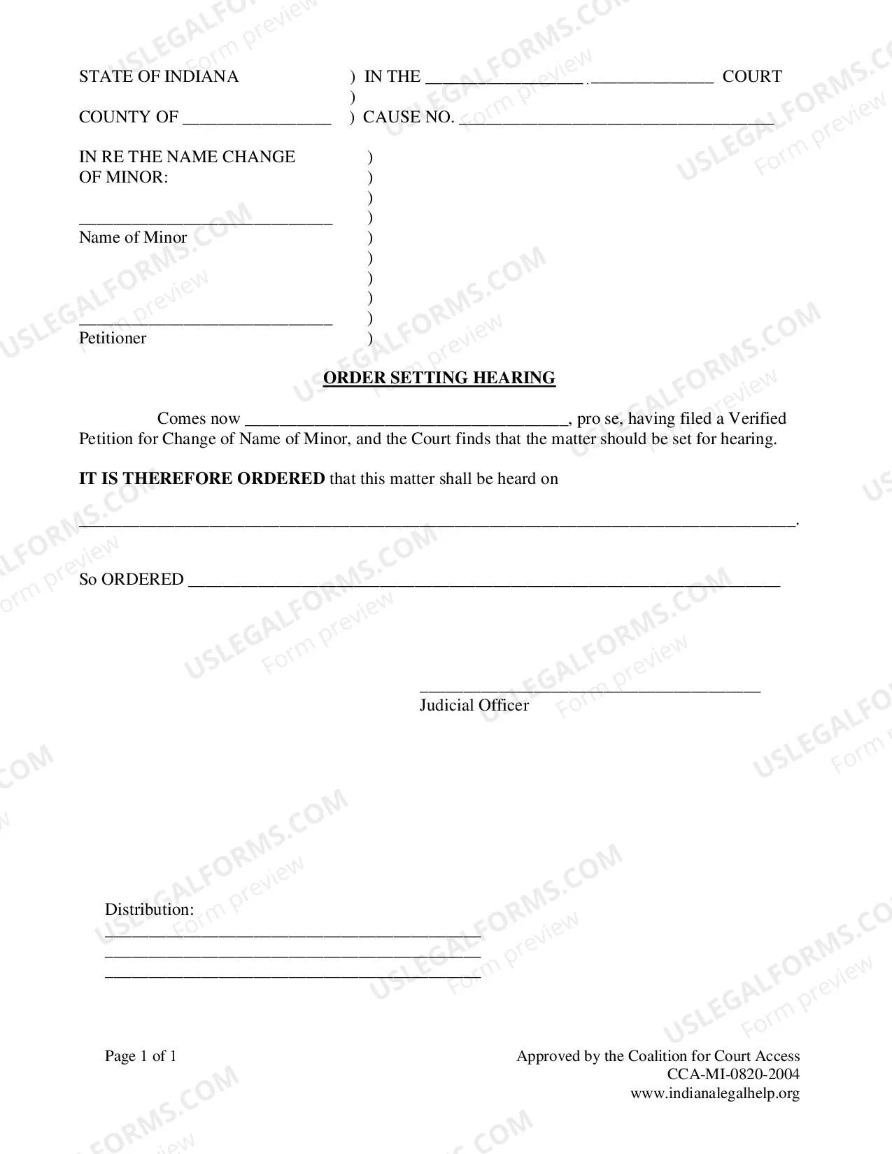 Preview Minor Name Change Packet - Parents Disagree