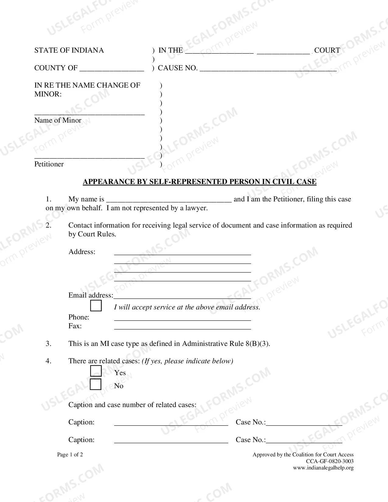 Preview Minor Name Change Packet - Parents Disagree