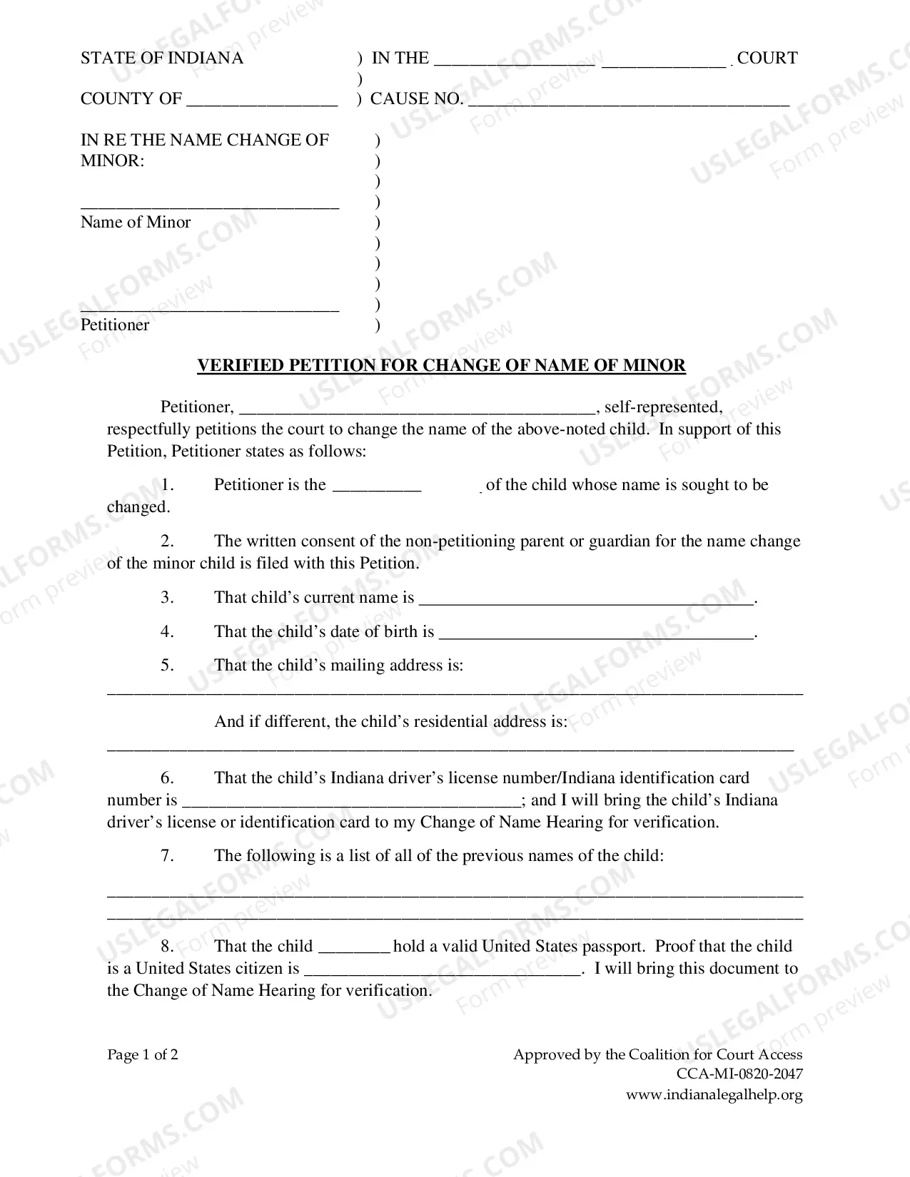 Preview Minor Name Change Packet - Parents Disagree