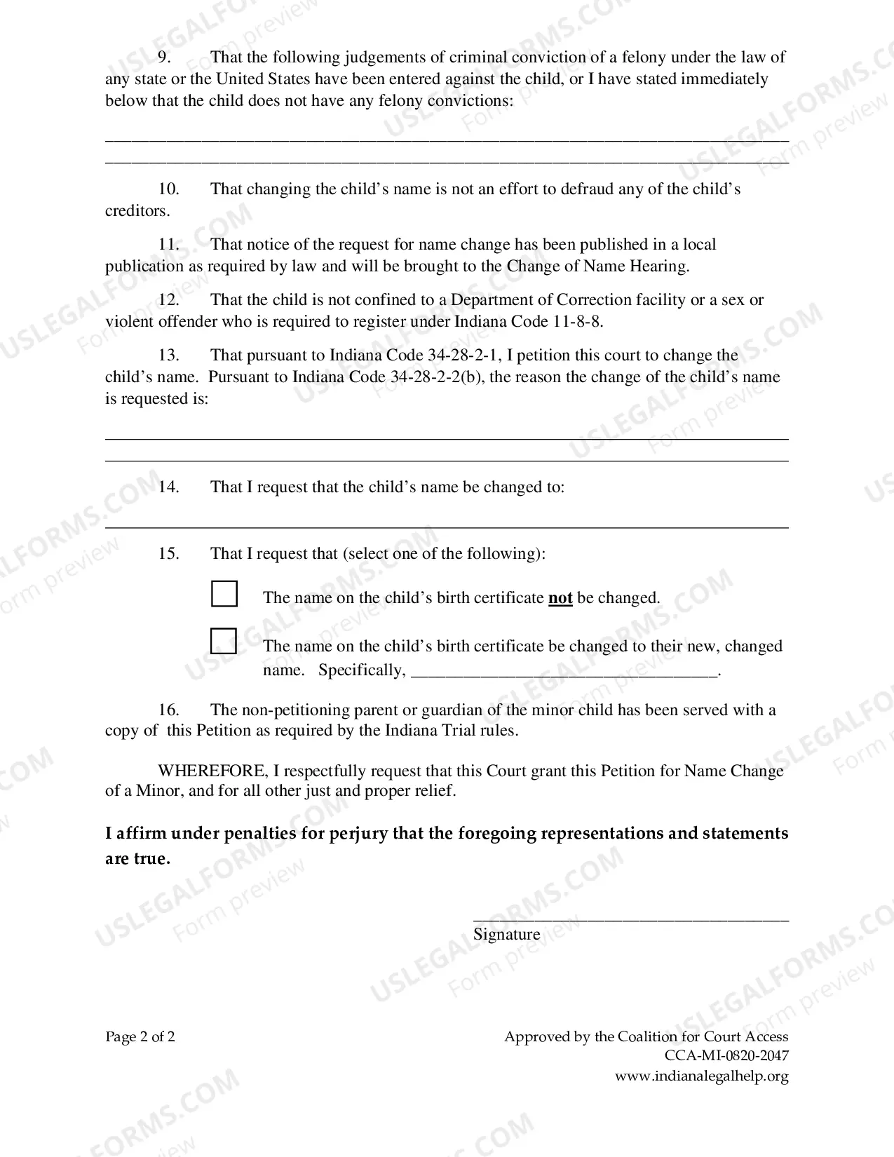 Preview Minor Name Change Packet - Parents Disagree
