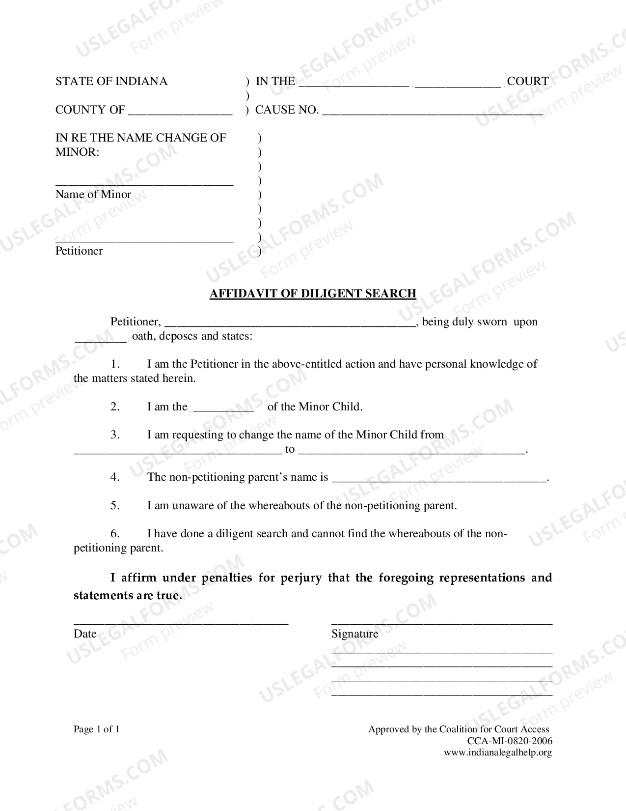 Preview Minor Name Change Packet - Parents Disagree