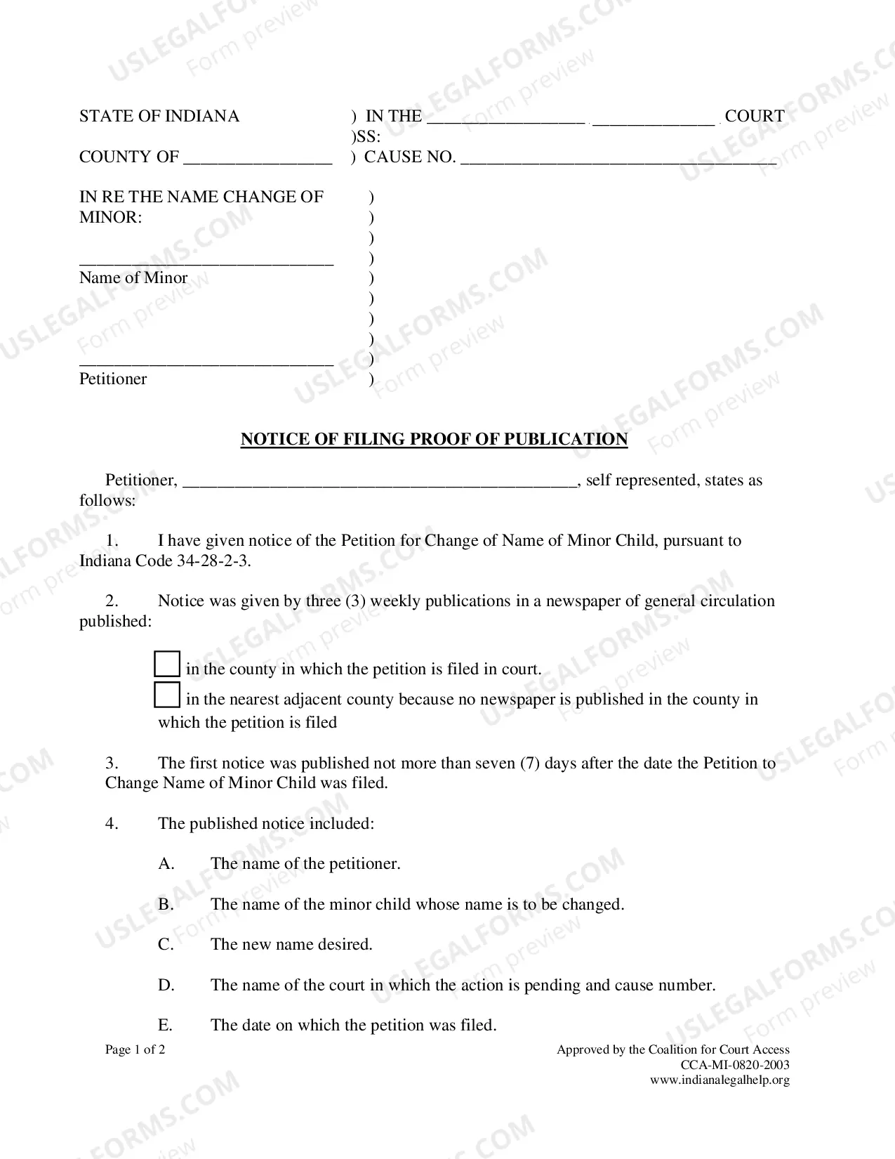 Preview Minor Name Change Packet - Parents Disagree